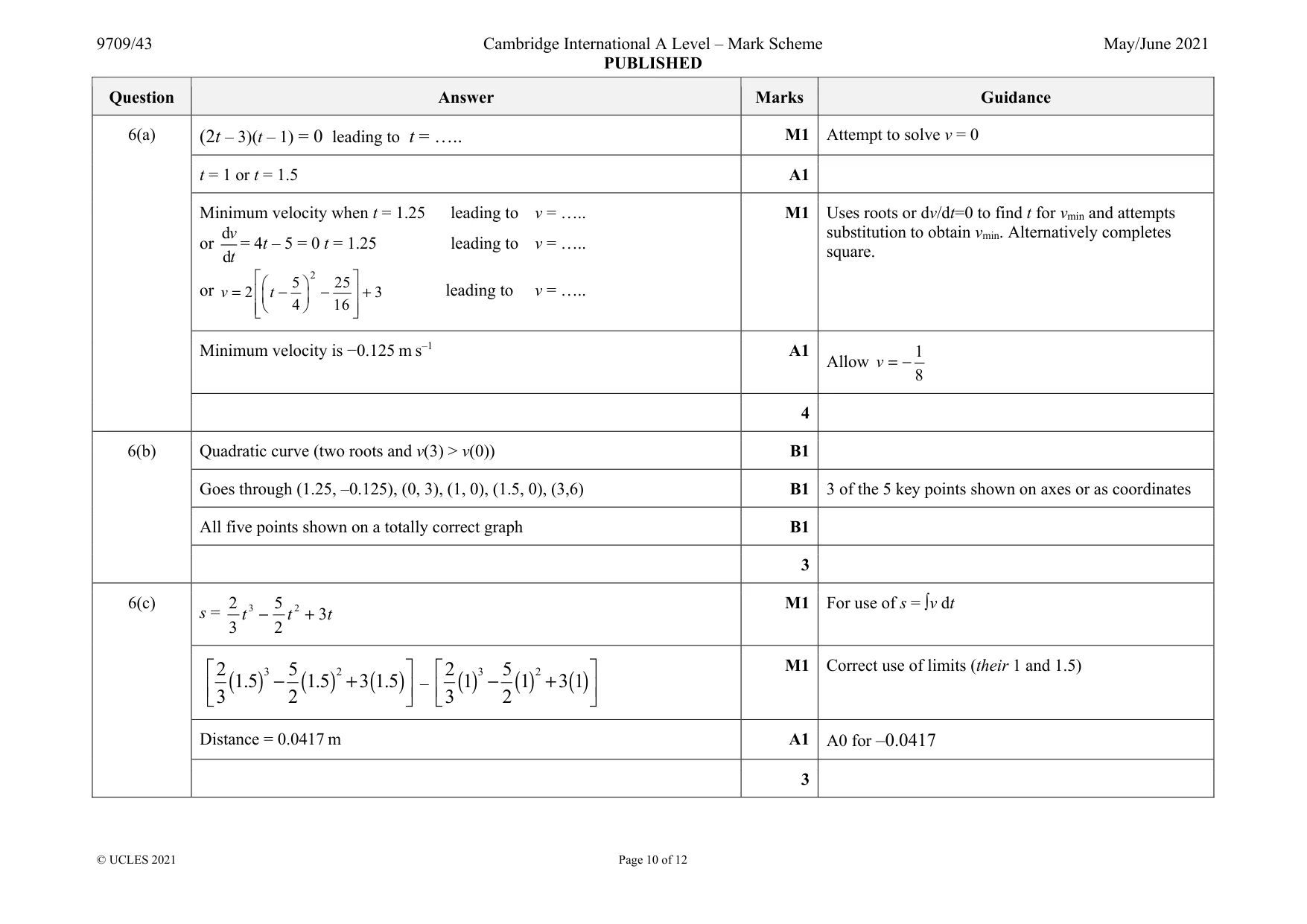 Mark scheme, page 10 of 12