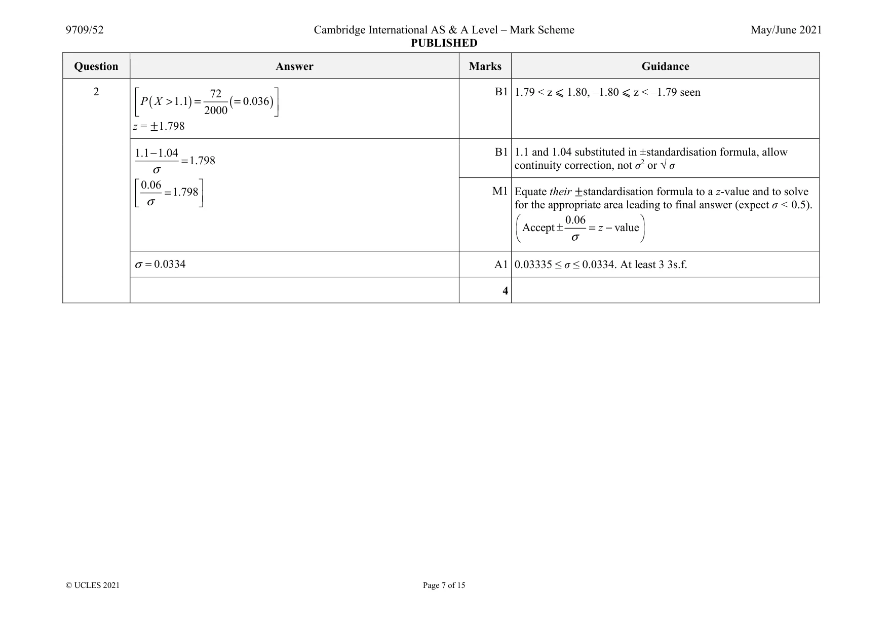 Mark scheme, page 7 of 15