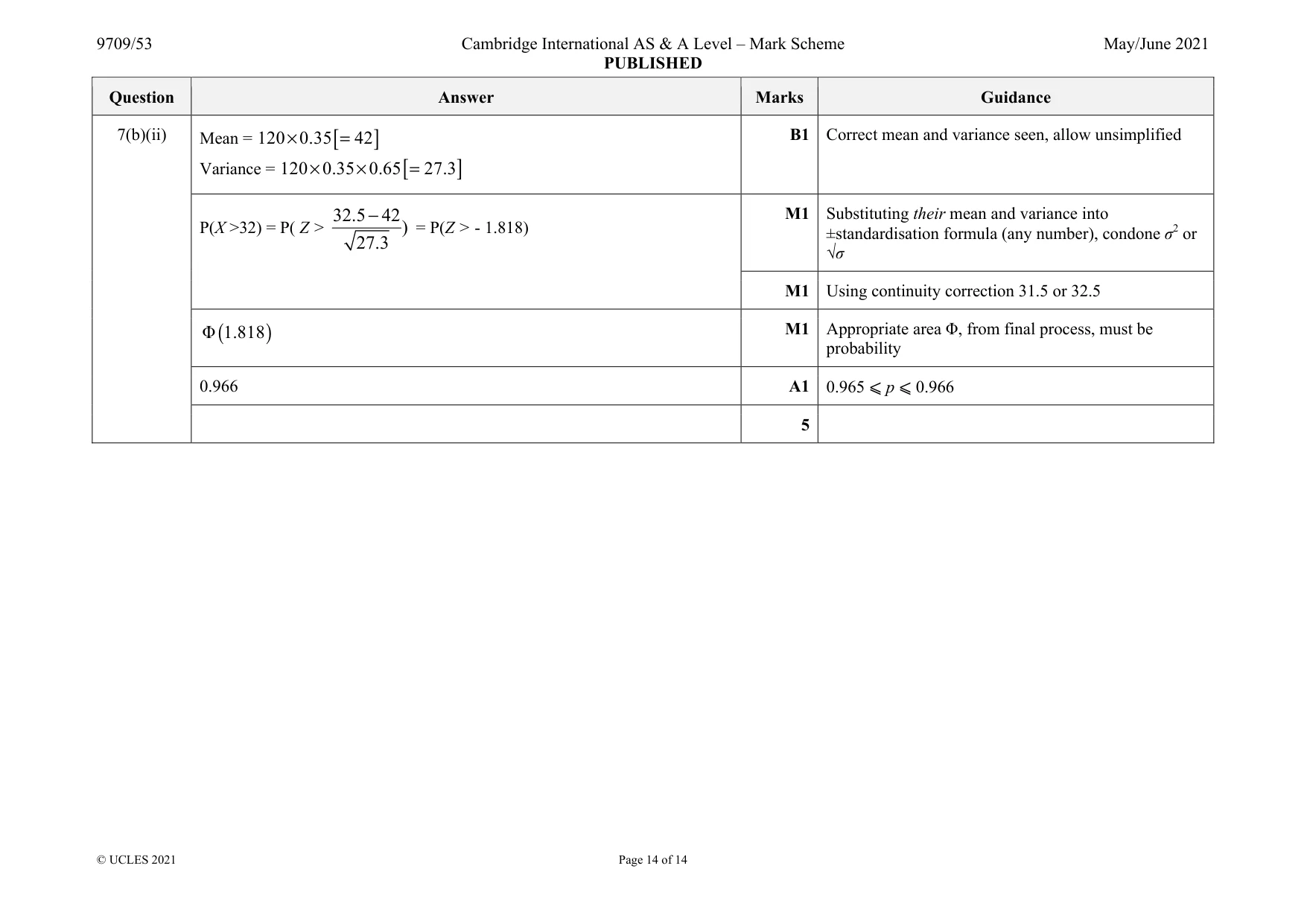Mark scheme, page 14 of 14