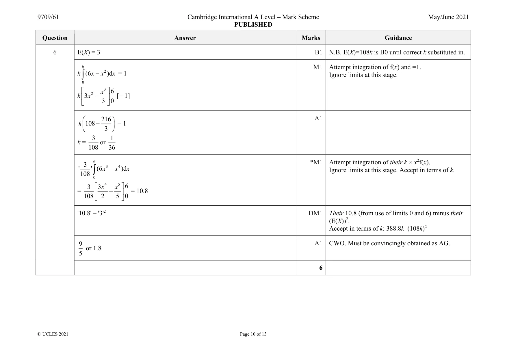 Mark scheme, page 10 of 13