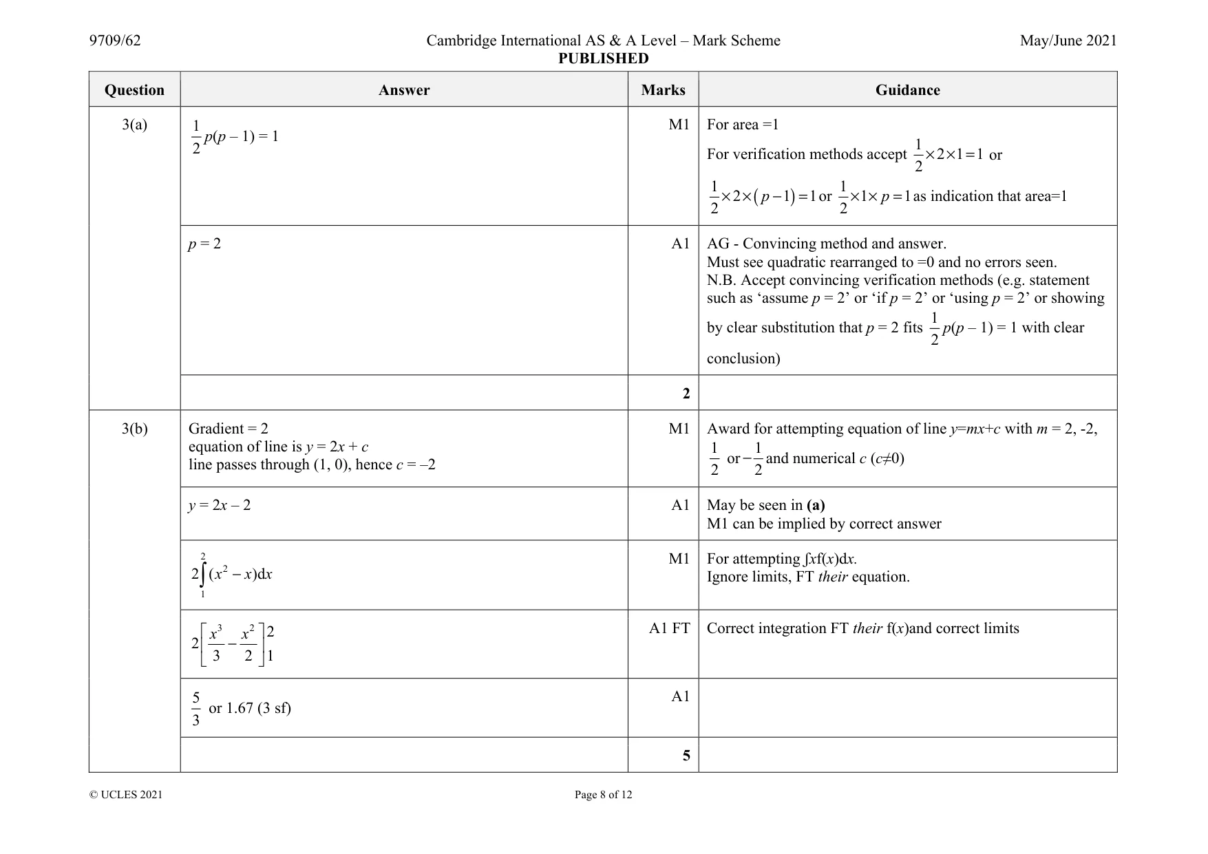 Mark scheme, page 8 of 12