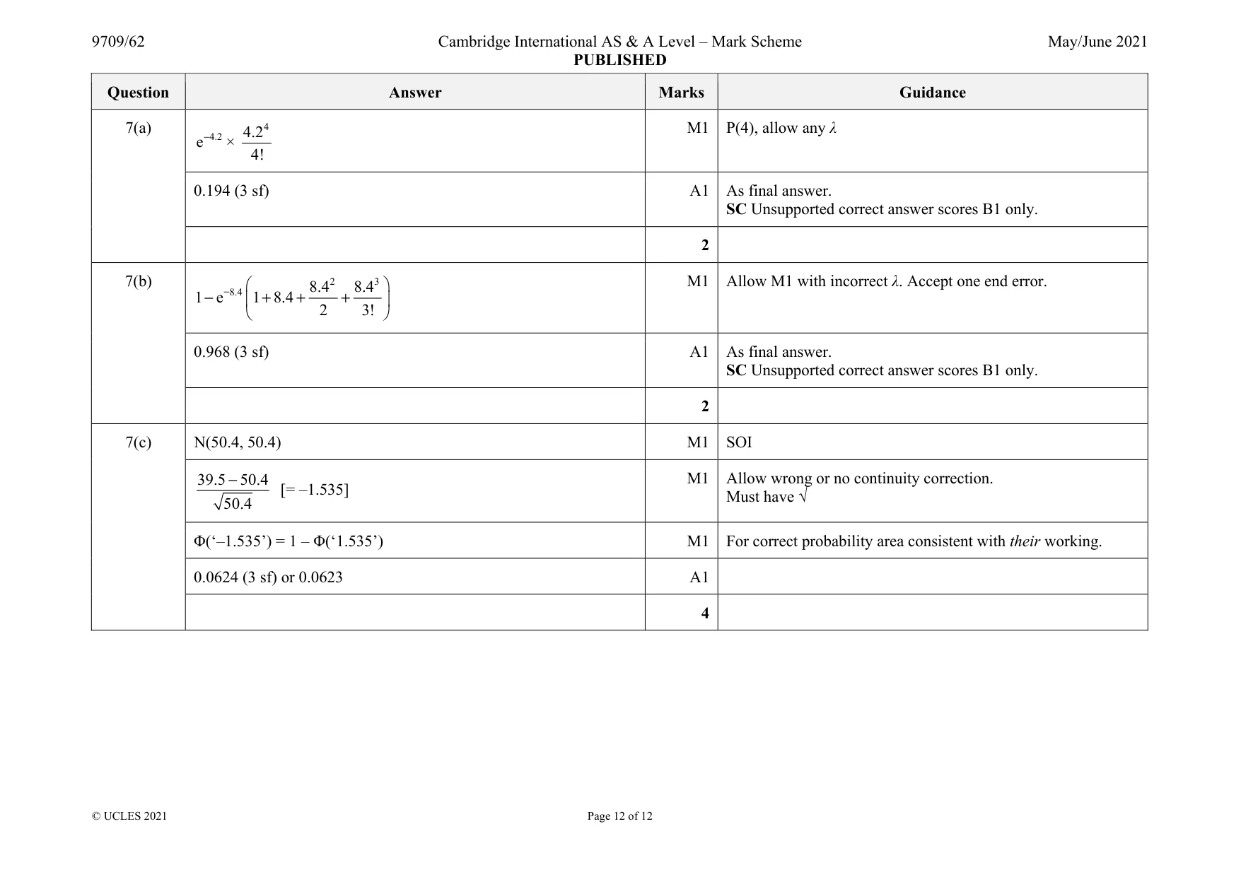 Mark scheme, page 12 of 12