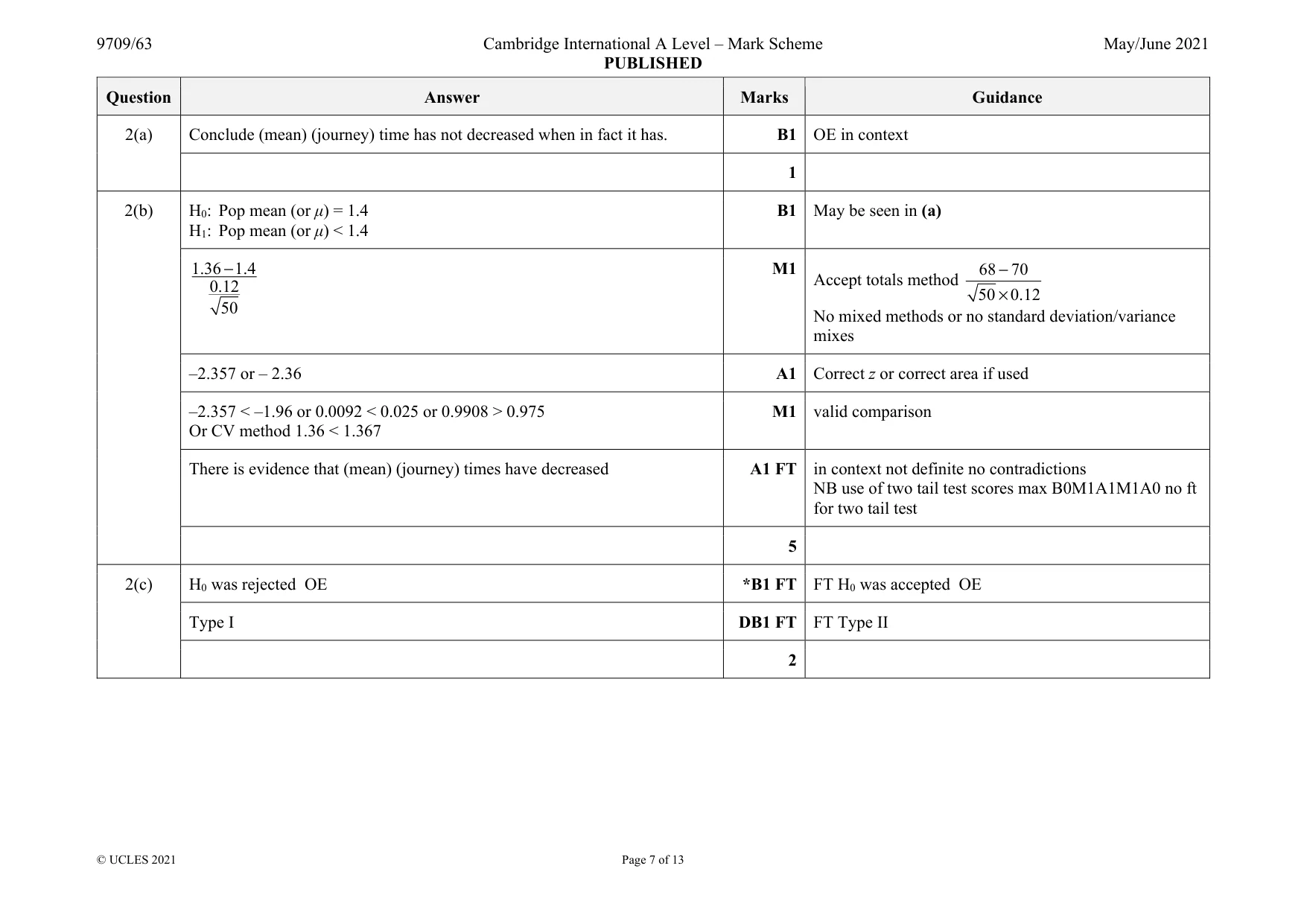 Mark scheme, page 7 of 13