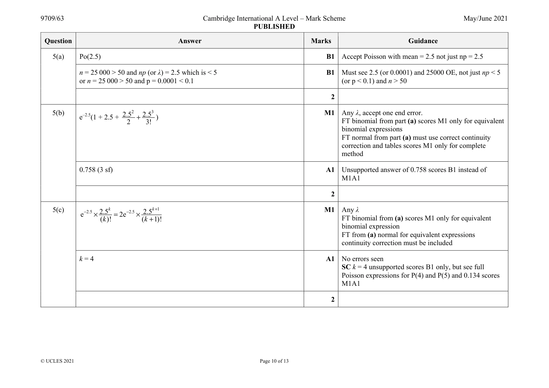 Mark scheme, page 10 of 13