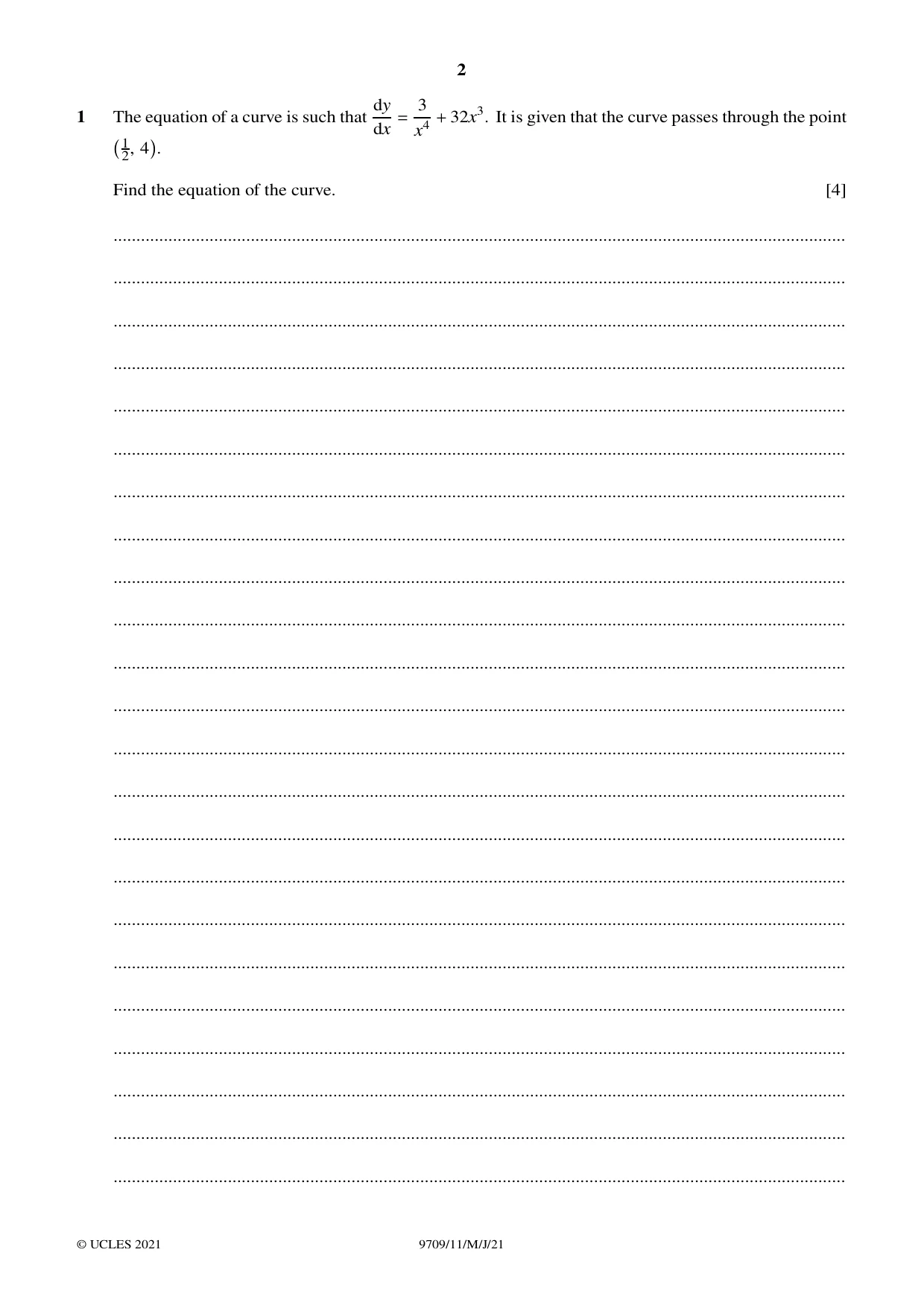 Cambridge A Level Mathematics 9709 2021 May/June Paper 1 · Variant 1 question paper, page 2 of 20