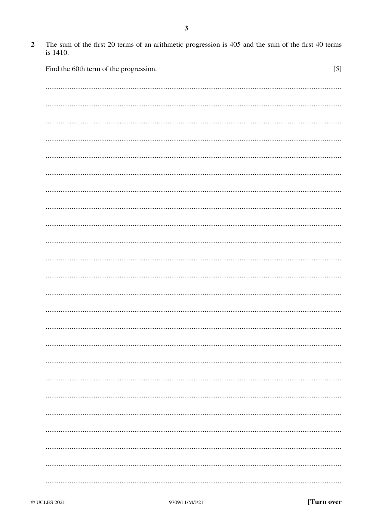 Cambridge A Level Mathematics 9709 2021 May/June Paper 1 · Variant 1 question paper, page 3 of 20