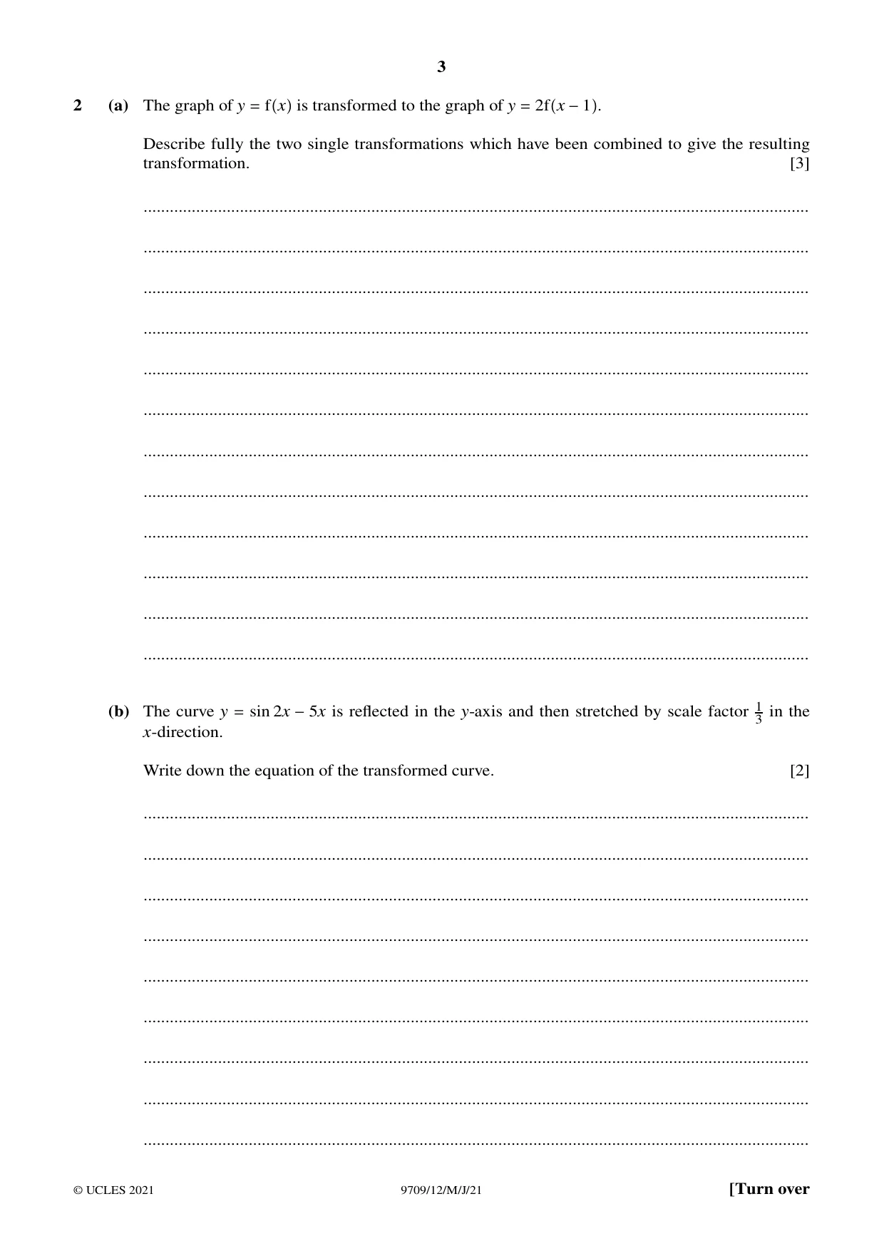 Cambridge A Level Mathematics 9709 2021 May/June Paper 1 · Variant 2 question paper, page 3 of 20