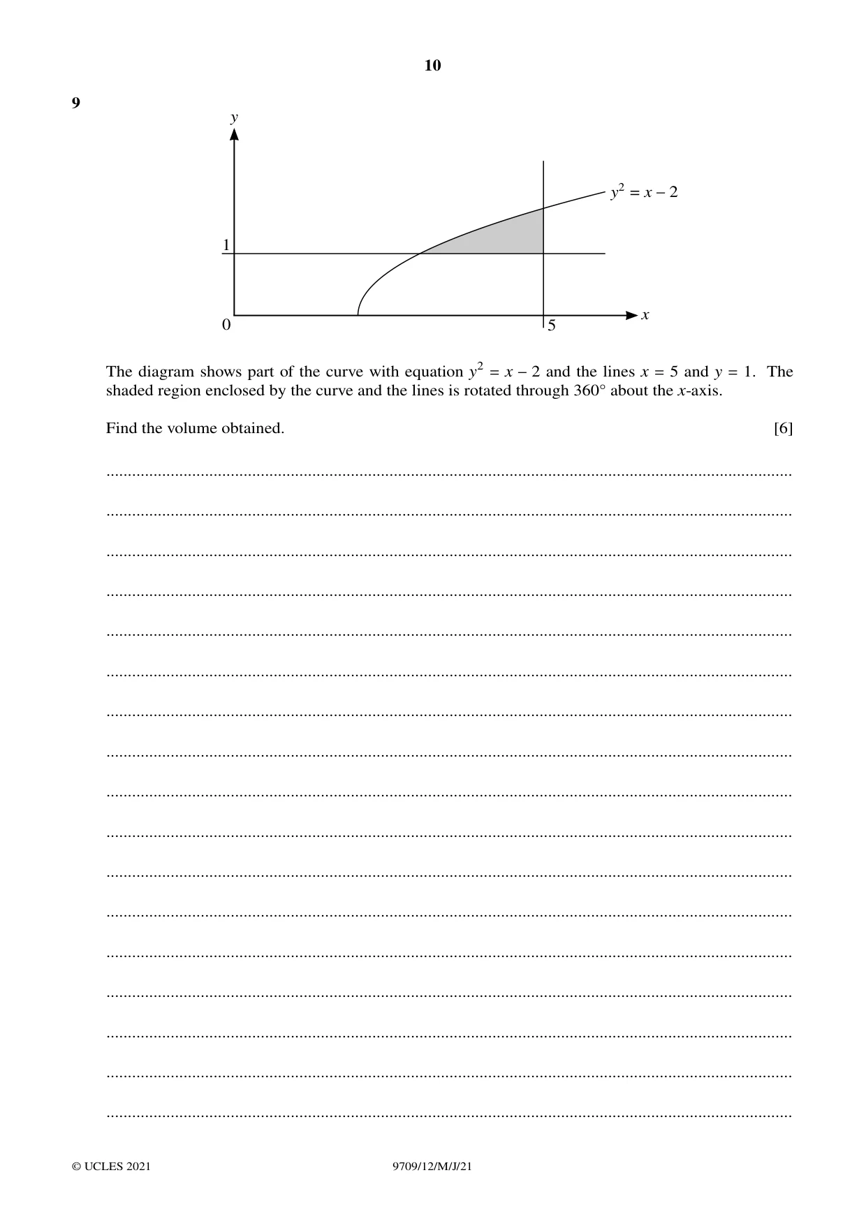 Cambridge A Level Mathematics 9709 2021 May/June Paper 1 · Variant 2 question paper, page 10 of 20