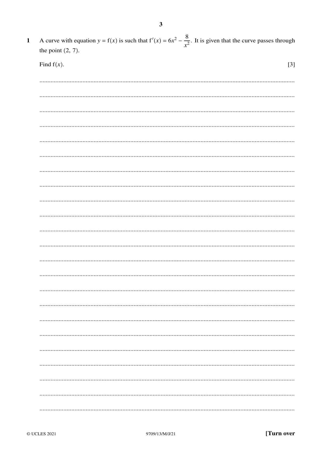Cambridge A Level Mathematics 9709 2021 May/June Paper 1 · Variant 3 question paper, page 3 of 20