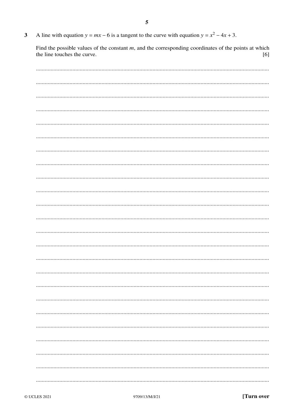 Cambridge A Level Mathematics 9709 2021 May/June Paper 1 · Variant 3 question paper, page 5 of 20