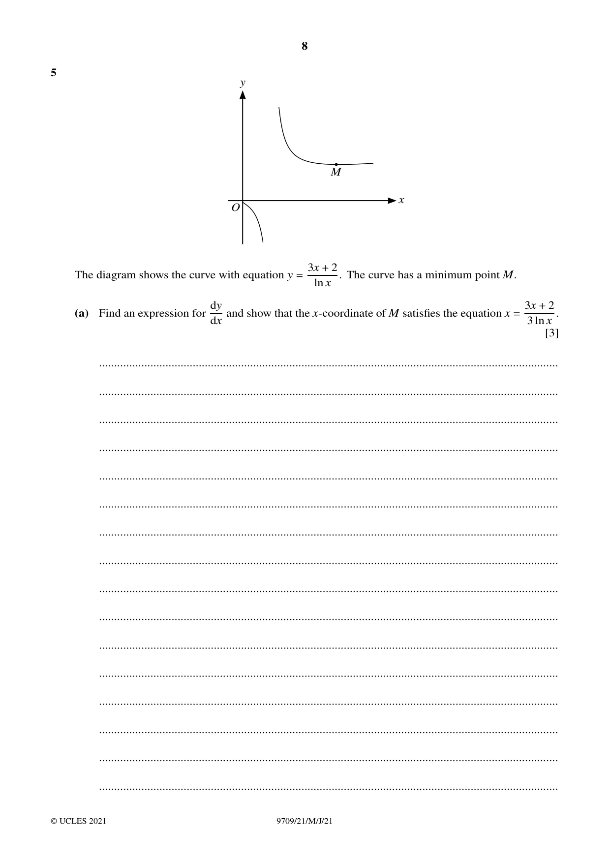 Cambridge A Level Mathematics 9709 2021 May/June Paper 2 · Variant 1 question paper, page 8 of 16