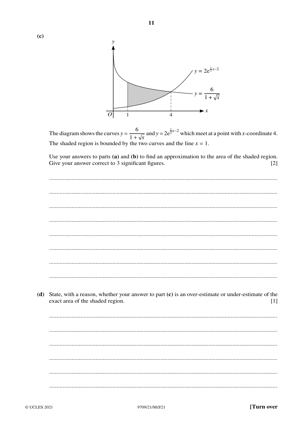 Cambridge A Level Mathematics 9709 2021 May/June Paper 2 · Variant 1 question paper, page 11 of 16