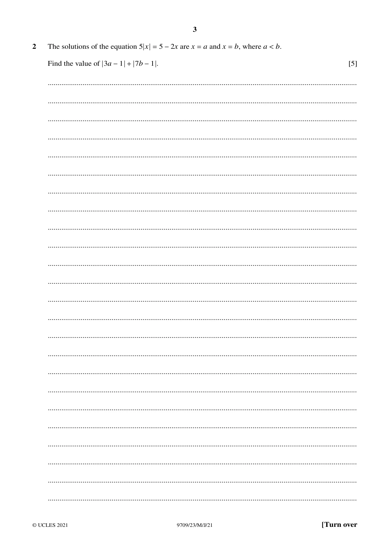 Cambridge A Level Mathematics 9709 2021 May/June Paper 2 · Variant 3 question paper, page 3 of 12