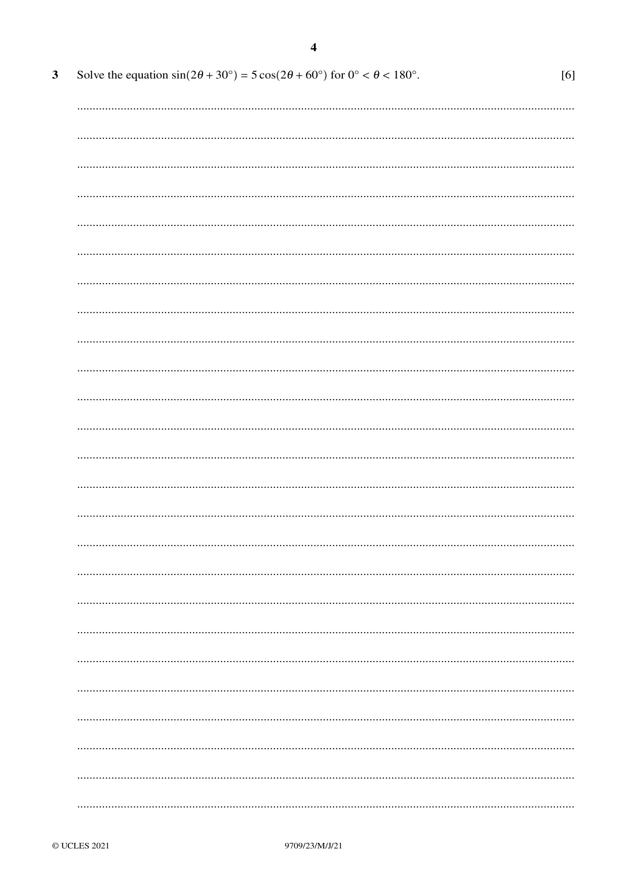 Cambridge A Level Mathematics 9709 2021 May/June Paper 2 · Variant 3 question paper, page 4 of 12