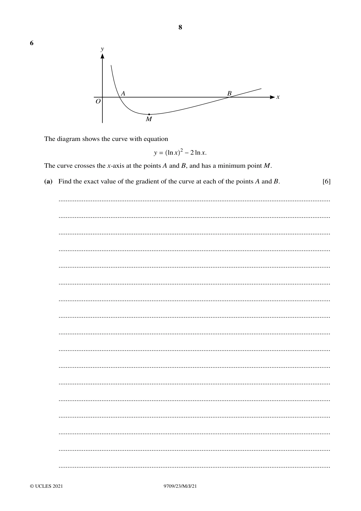 Cambridge A Level Mathematics 9709 2021 May/June Paper 2 · Variant 3 question paper, page 8 of 12