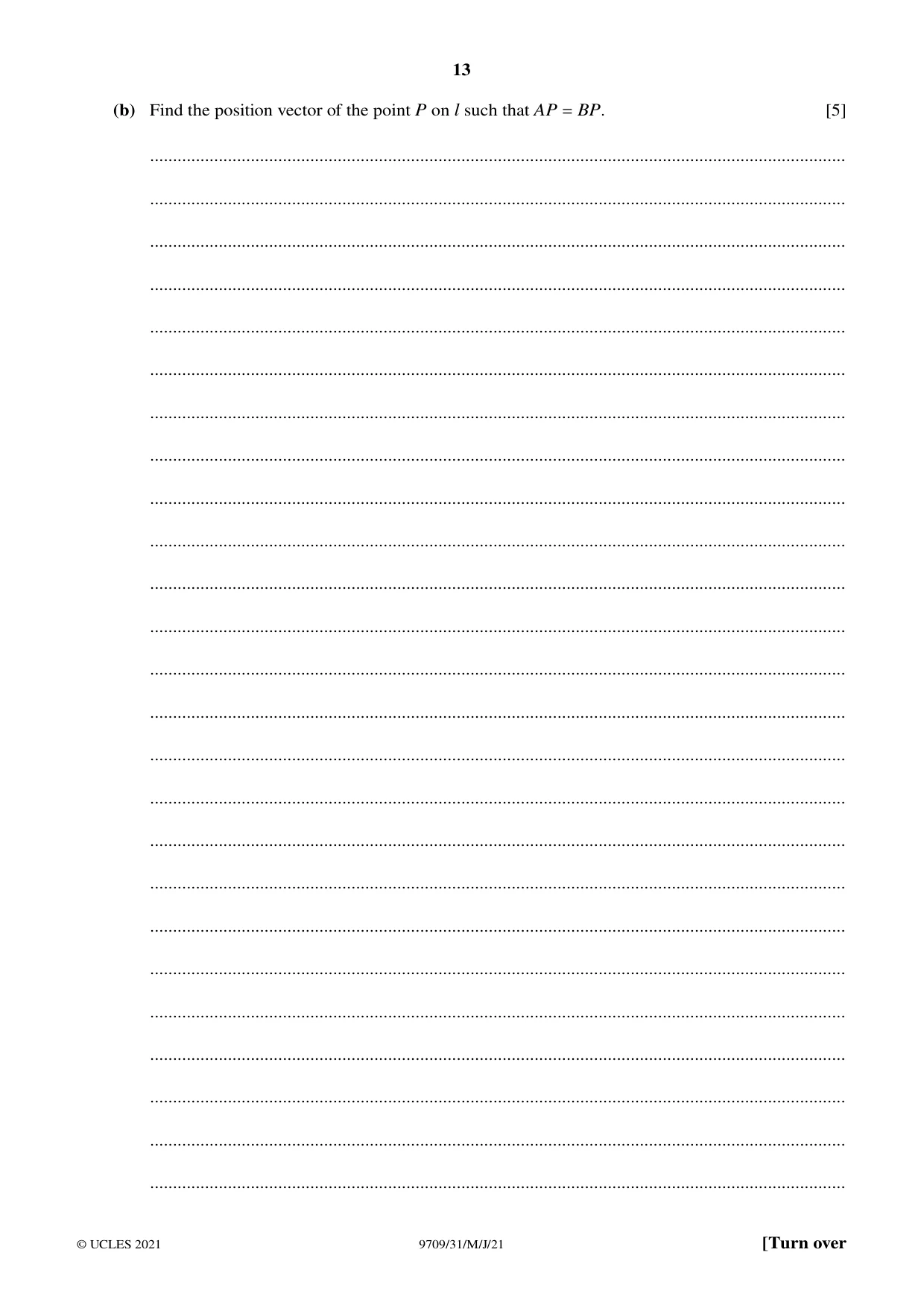 Cambridge A Level Mathematics 9709 2021 May/June Paper 3 · Variant 1 question paper, page 13 of 20