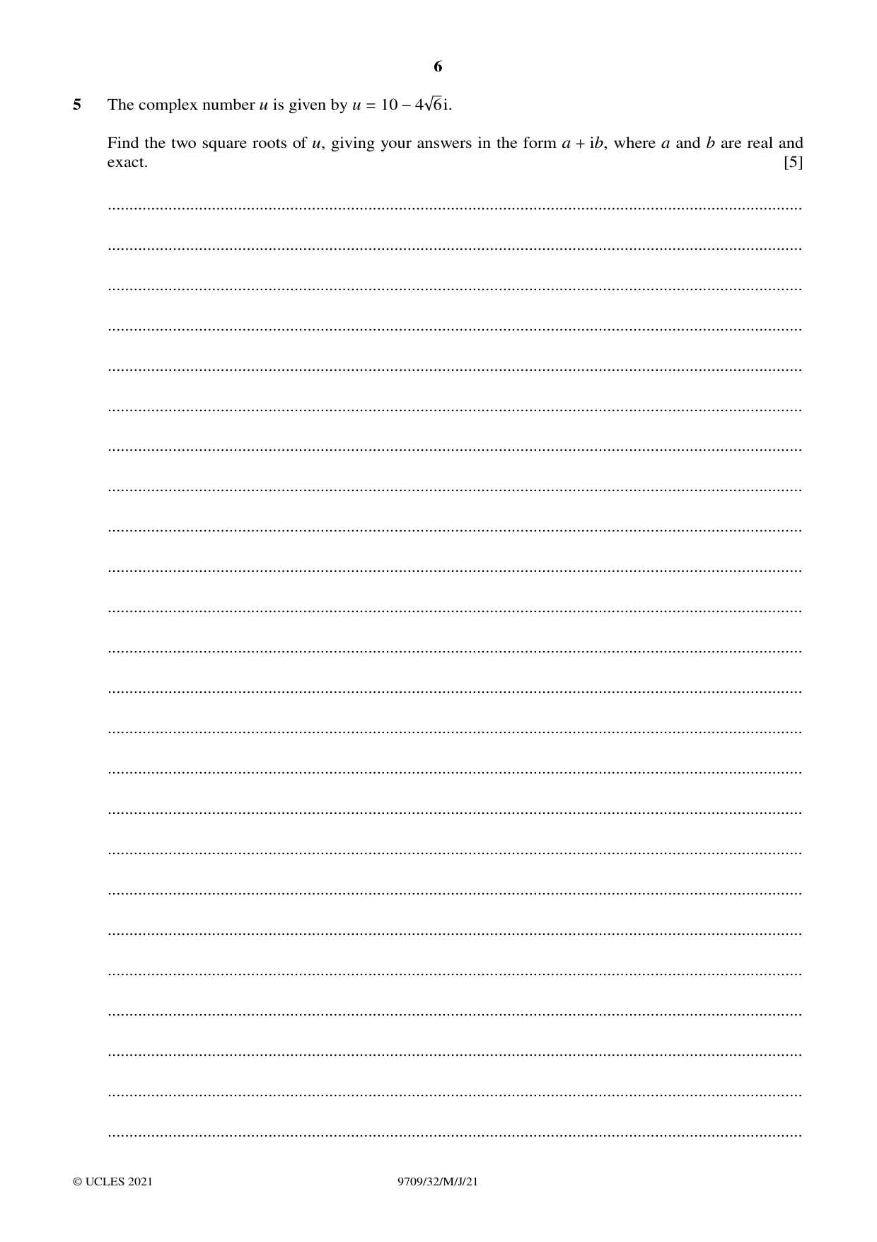 Cambridge A Level Mathematics 9709 2021 May/June Paper 3 · Variant 2 question paper, page 6 of 20