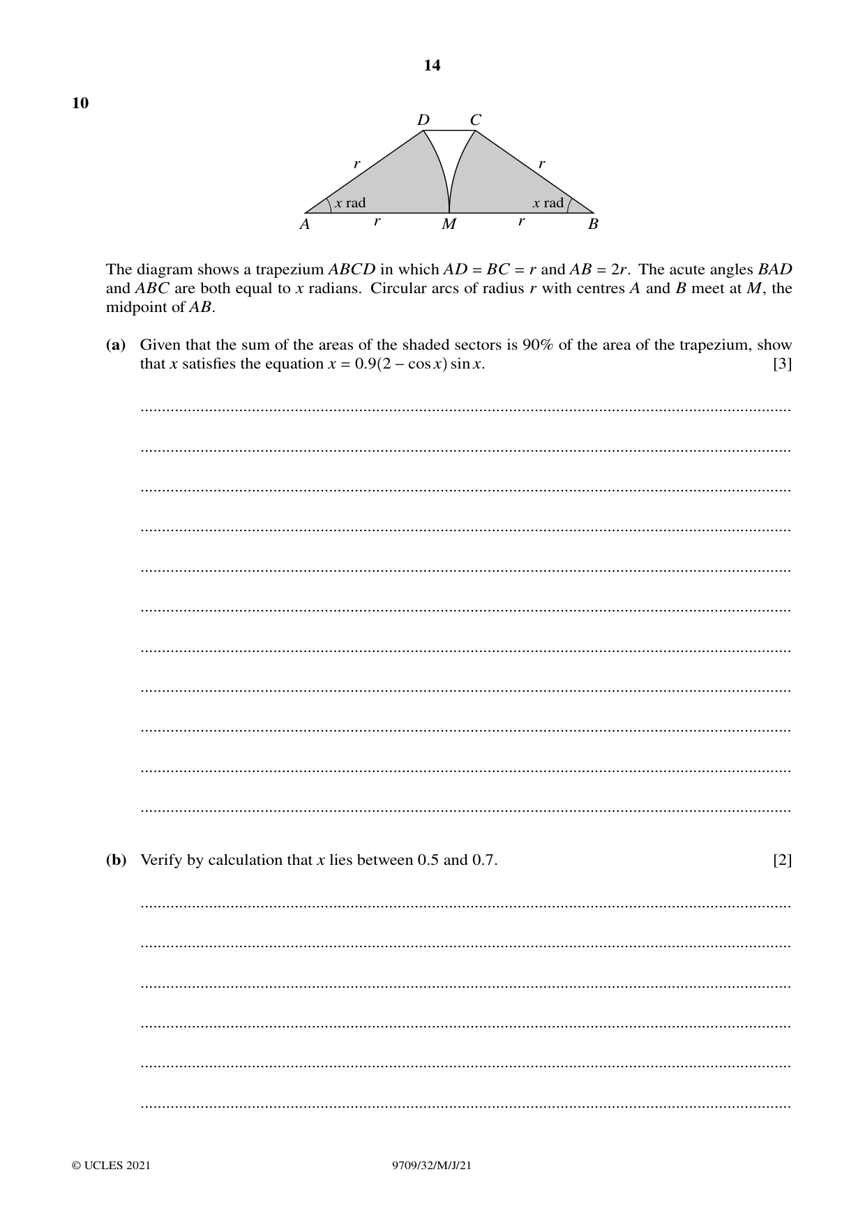 Cambridge A Level Mathematics 9709 2021 May/June Paper 3 · Variant 2 question paper, page 14 of 20