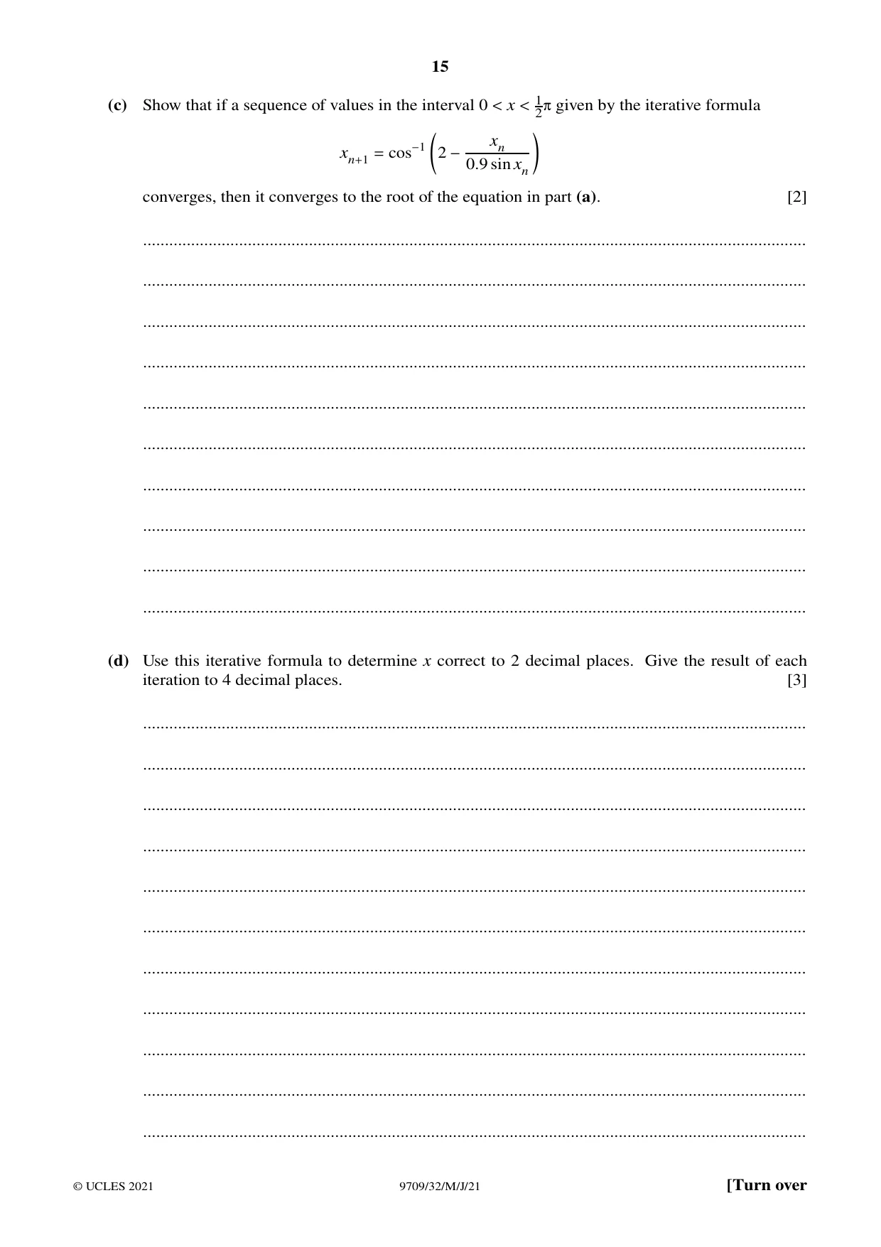 Cambridge A Level Mathematics 9709 2021 May/June Paper 3 · Variant 2 question paper, page 15 of 20