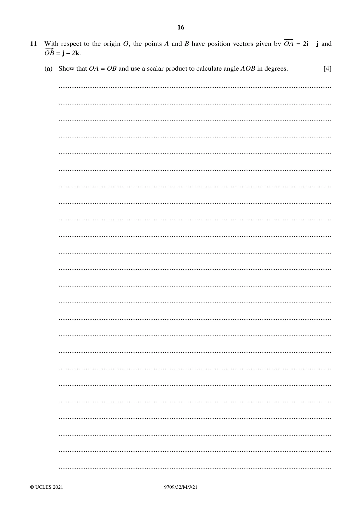 Cambridge A Level Mathematics 9709 2021 May/June Paper 3 · Variant 2 question paper, page 16 of 20