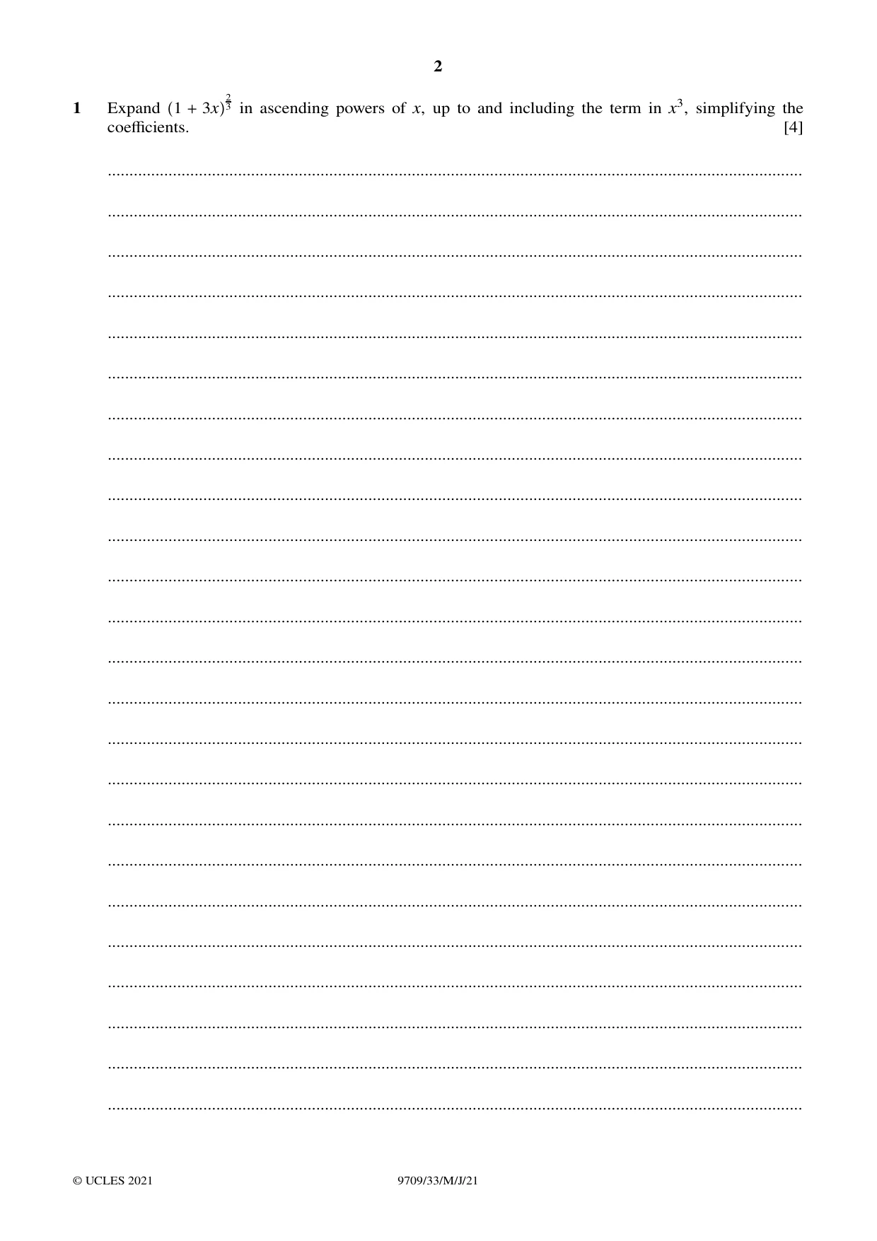 Cambridge A Level Mathematics 9709 2021 May/June Paper 3 · Variant 3 question paper, page 2 of 20