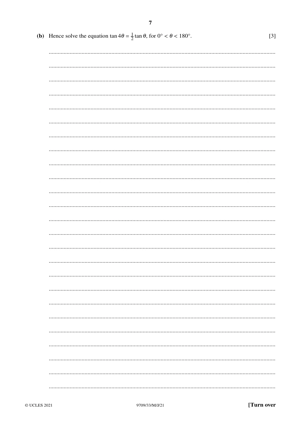 Cambridge A Level Mathematics 9709 2021 May/June Paper 3 · Variant 3 question paper, page 7 of 20
