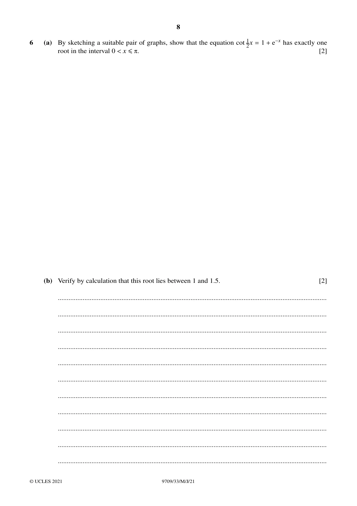 Cambridge A Level Mathematics 9709 2021 May/June Paper 3 · Variant 3 question paper, page 8 of 20