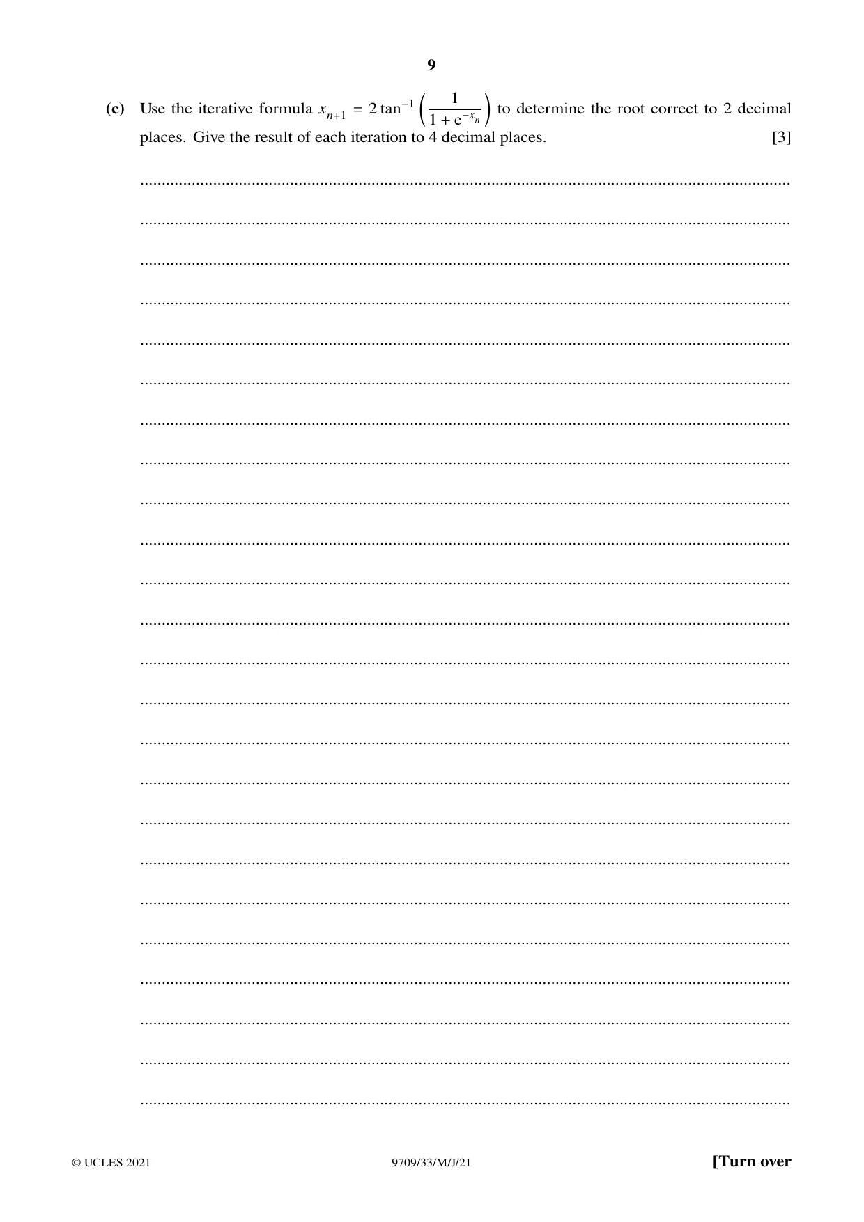 Cambridge A Level Mathematics 9709 2021 May/June Paper 3 · Variant 3 question paper, page 9 of 20