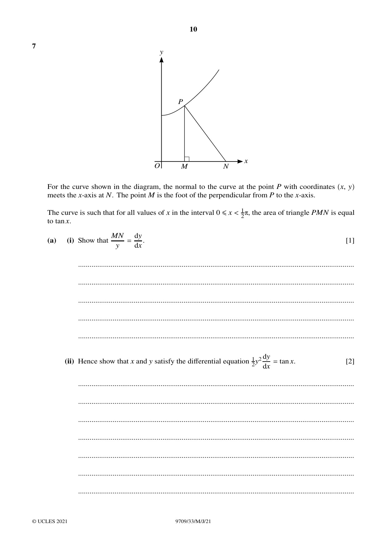 Cambridge A Level Mathematics 9709 2021 May/June Paper 3 · Variant 3 question paper, page 10 of 20