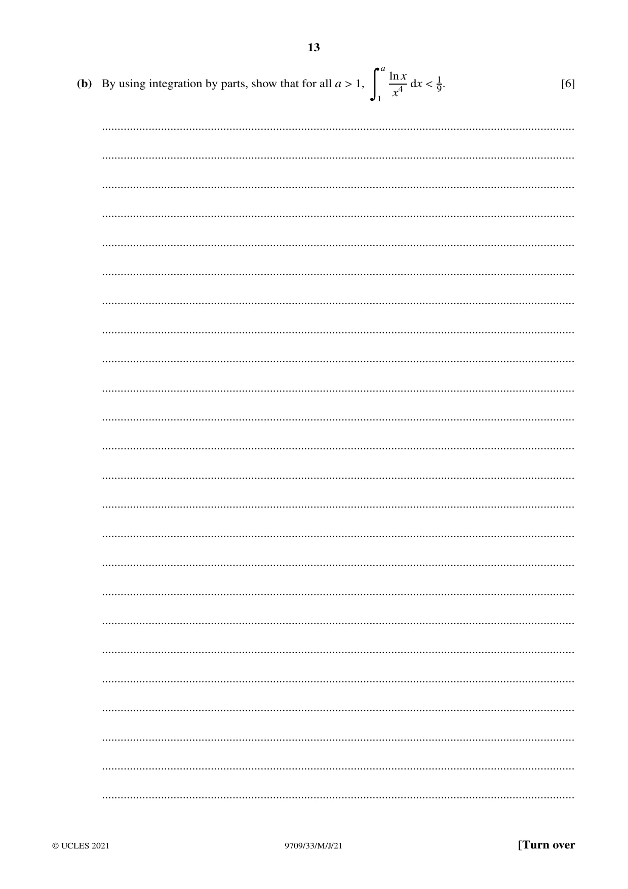 Cambridge A Level Mathematics 9709 2021 May/June Paper 3 · Variant 3 question paper, page 13 of 20
