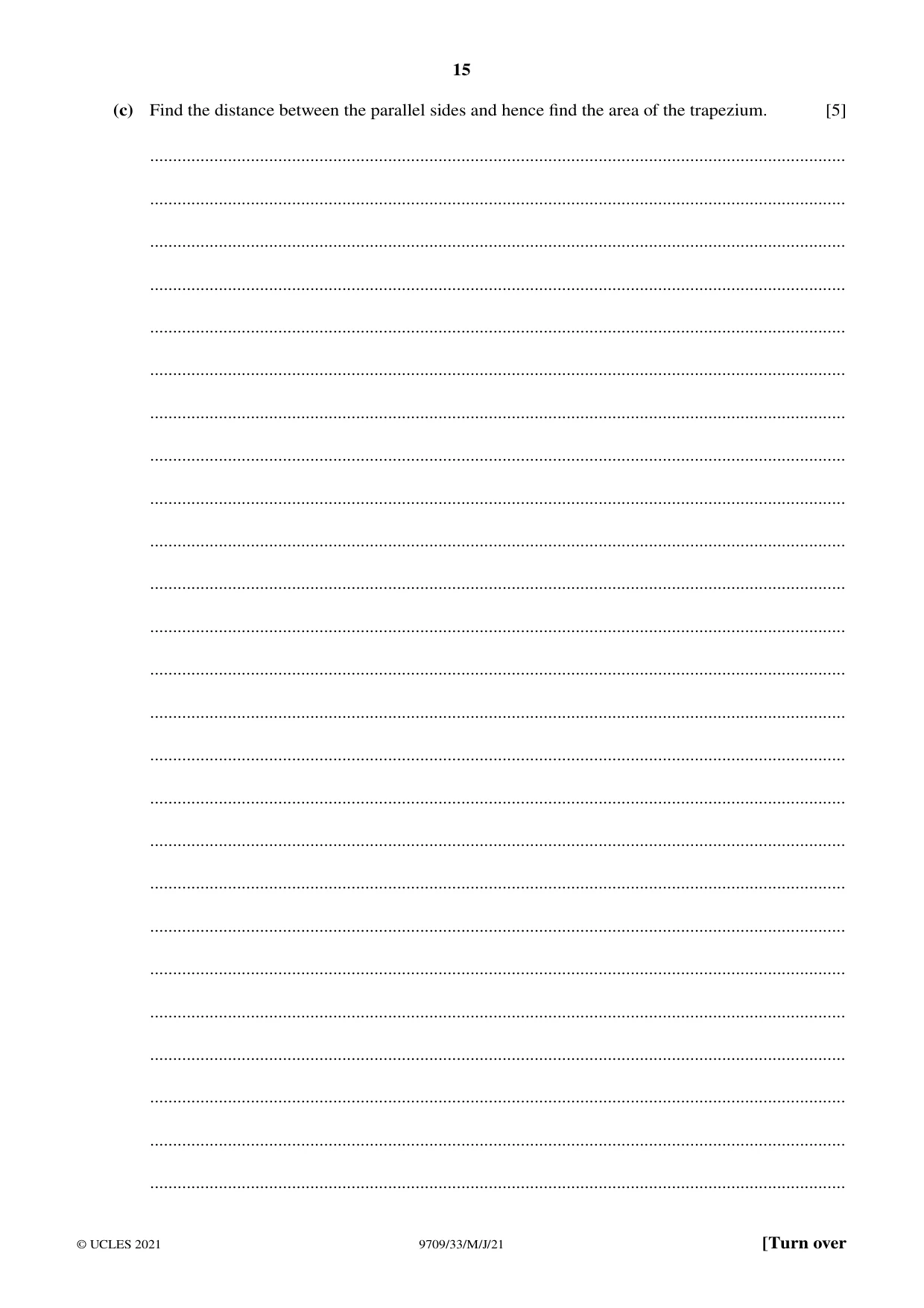 Cambridge A Level Mathematics 9709 2021 May/June Paper 3 · Variant 3 question paper, page 15 of 20