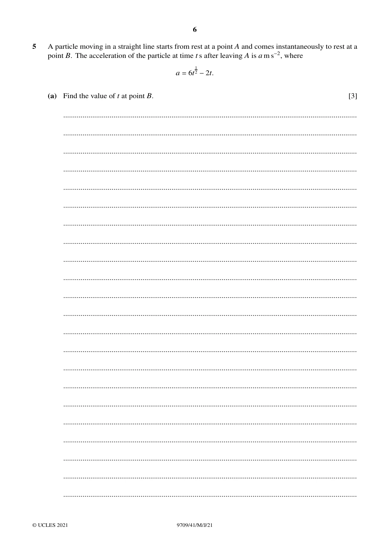 Cambridge A Level Mathematics 9709 2021 May/June Paper 4 · Variant 1 question paper, page 6 of 12