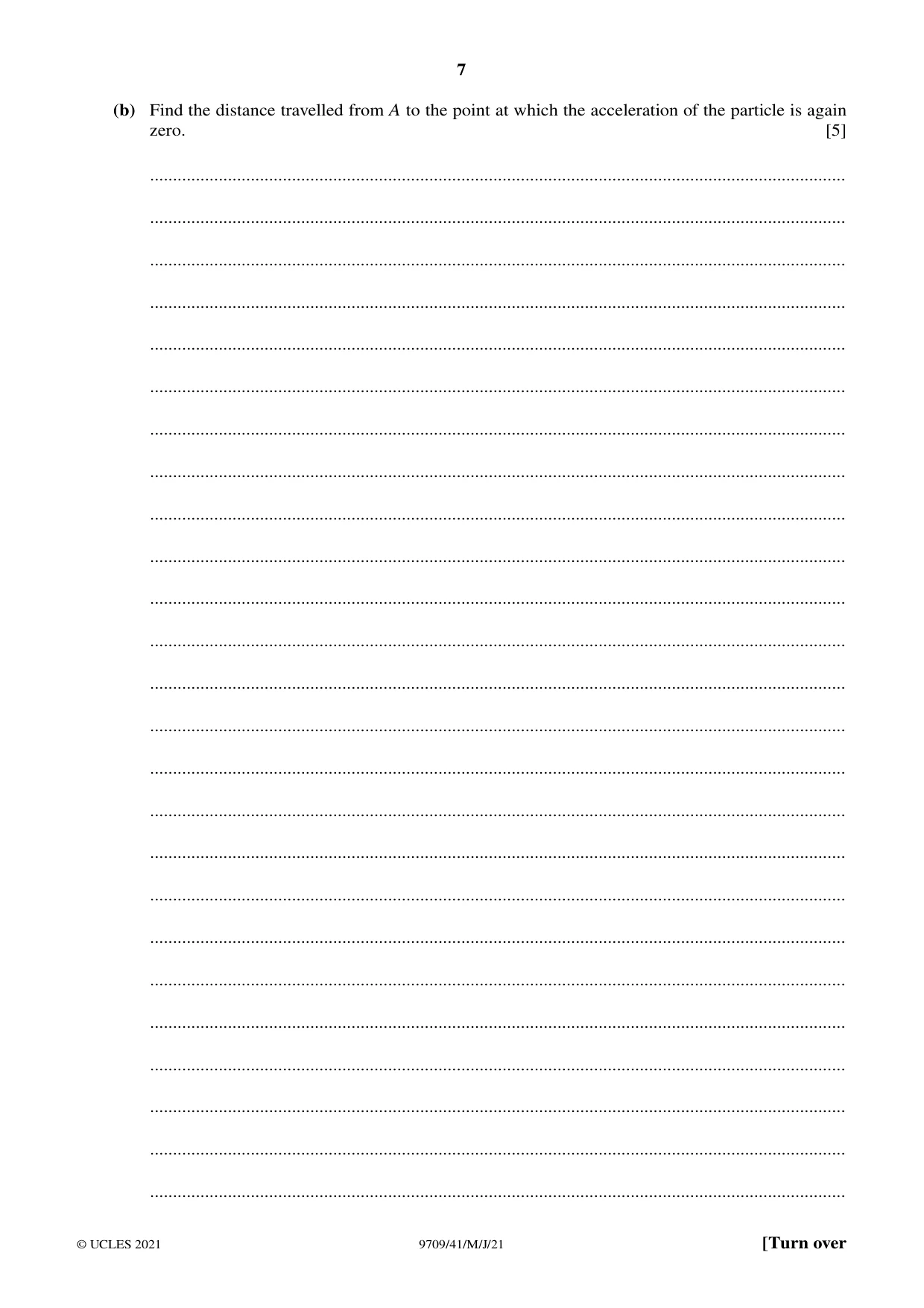 Cambridge A Level Mathematics 9709 2021 May/June Paper 4 · Variant 1 question paper, page 7 of 12