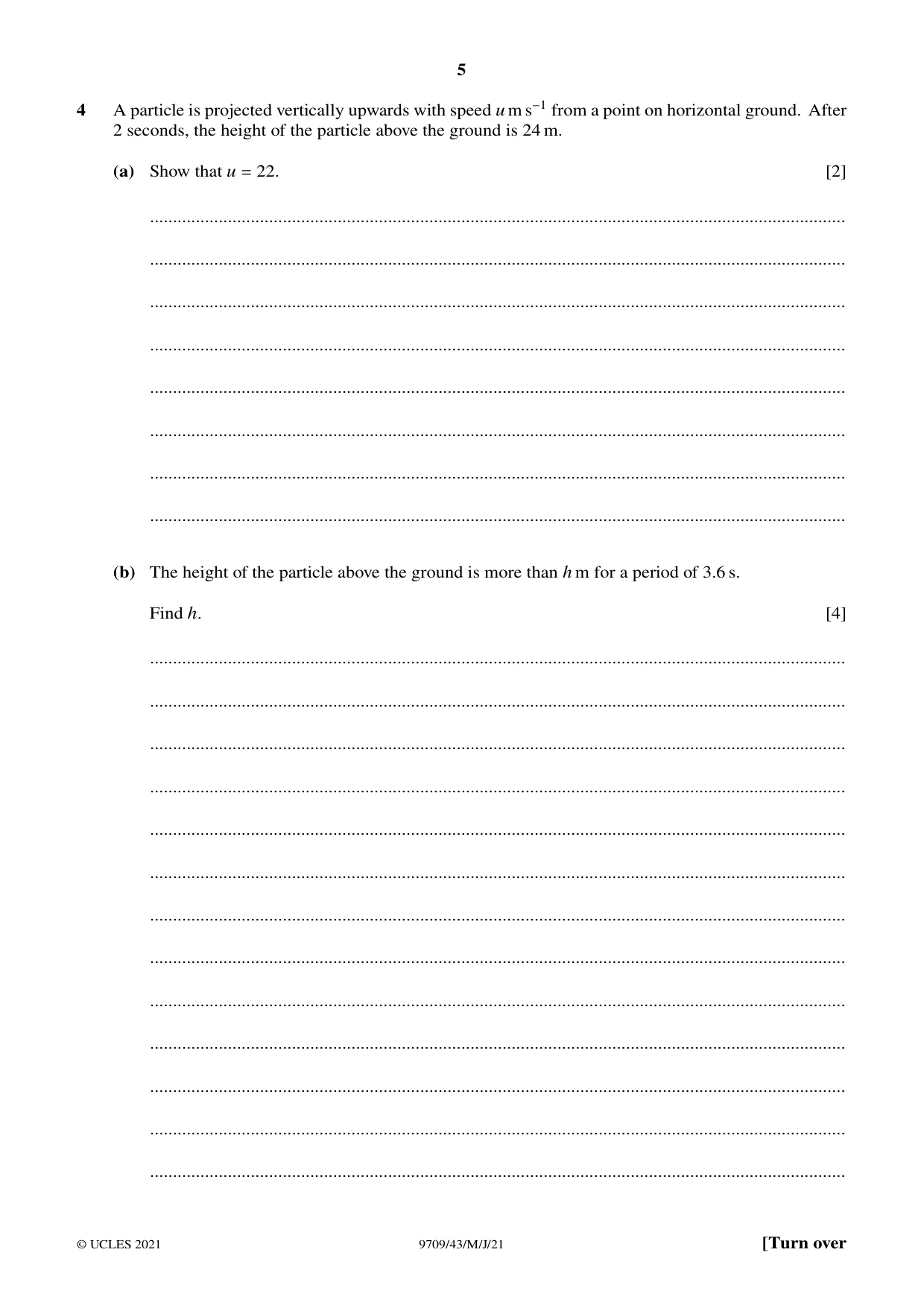 Cambridge A Level Mathematics 9709 2021 May/June Paper 4 · Variant 3 question paper, page 5 of 12