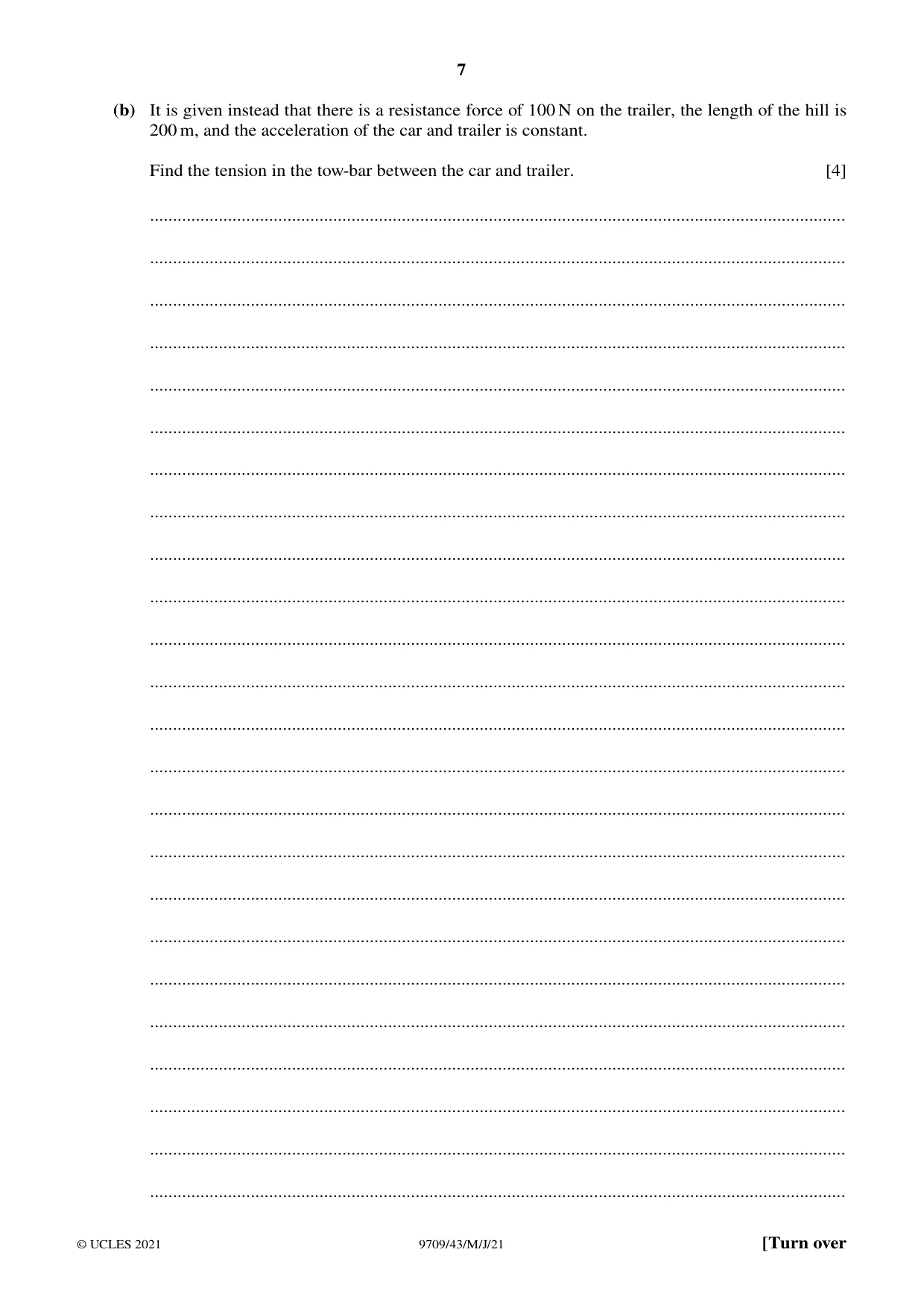 Cambridge A Level Mathematics 9709 2021 May/June Paper 4 · Variant 3 question paper, page 7 of 12