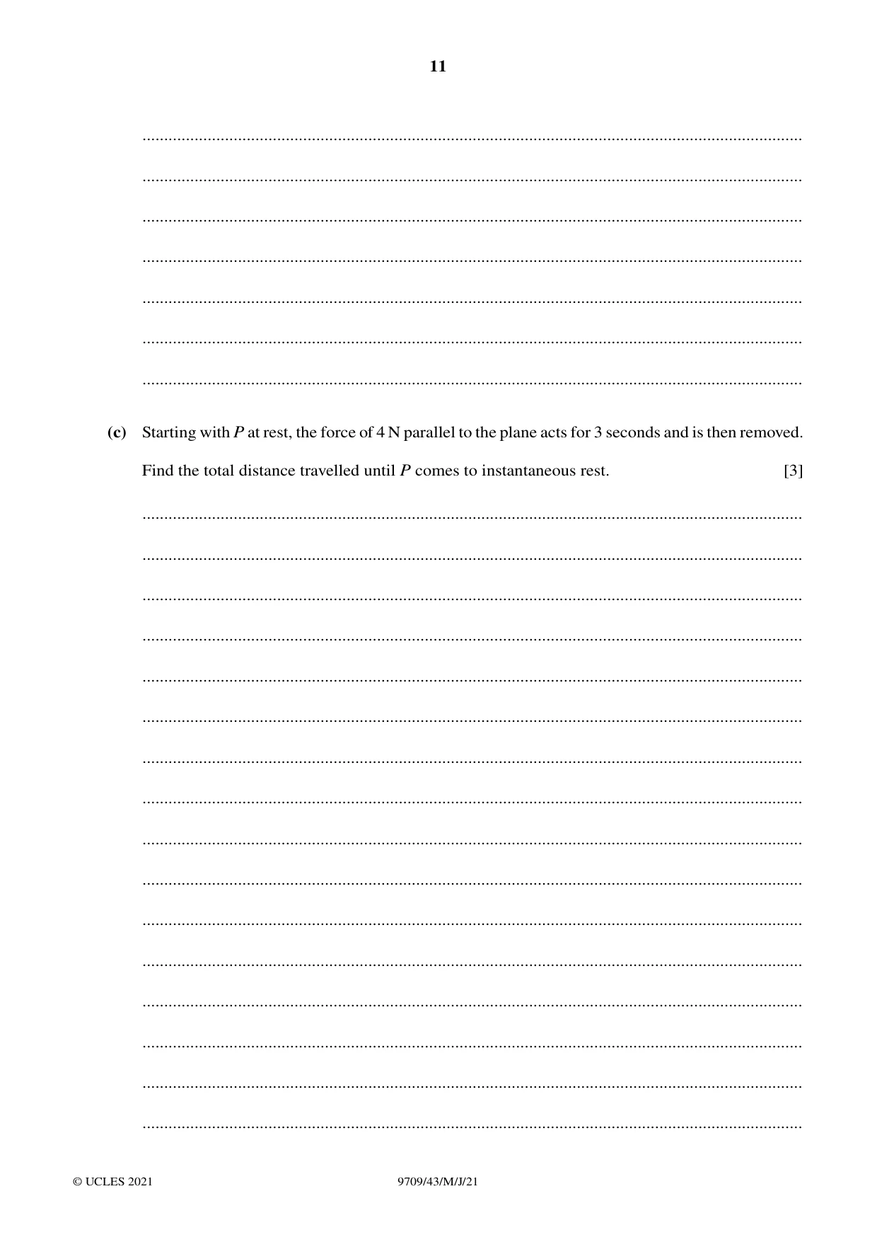Cambridge A Level Mathematics 9709 2021 May/June Paper 4 · Variant 3 question paper, page 11 of 12