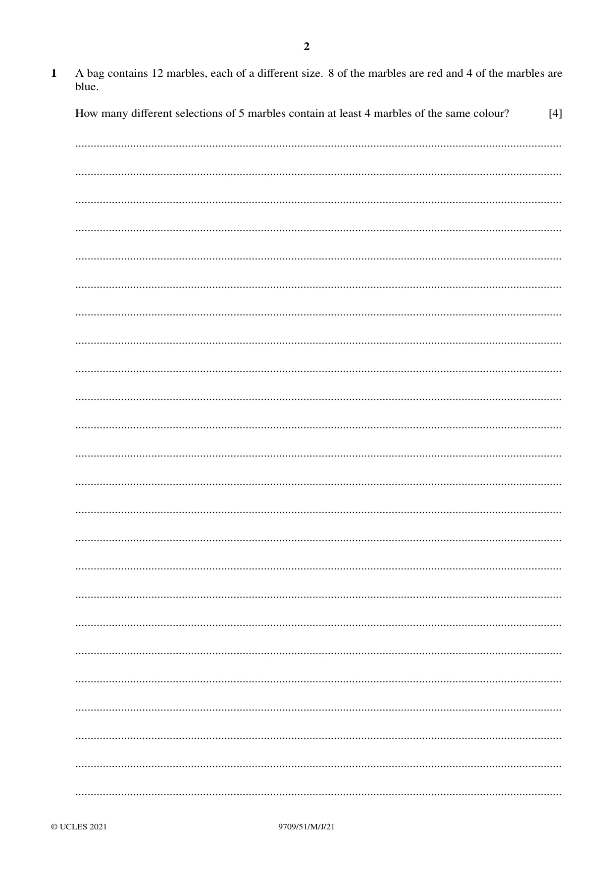 Cambridge A Level Mathematics 9709 2021 May/June Paper 5 · Variant 1 question paper, page 2 of 16