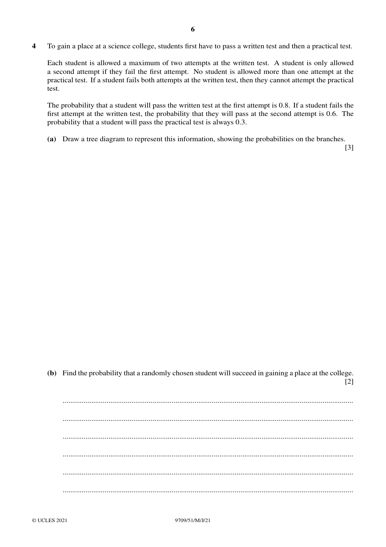 Cambridge A Level Mathematics 9709 2021 May/June Paper 5 · Variant 1 question paper, page 6 of 16