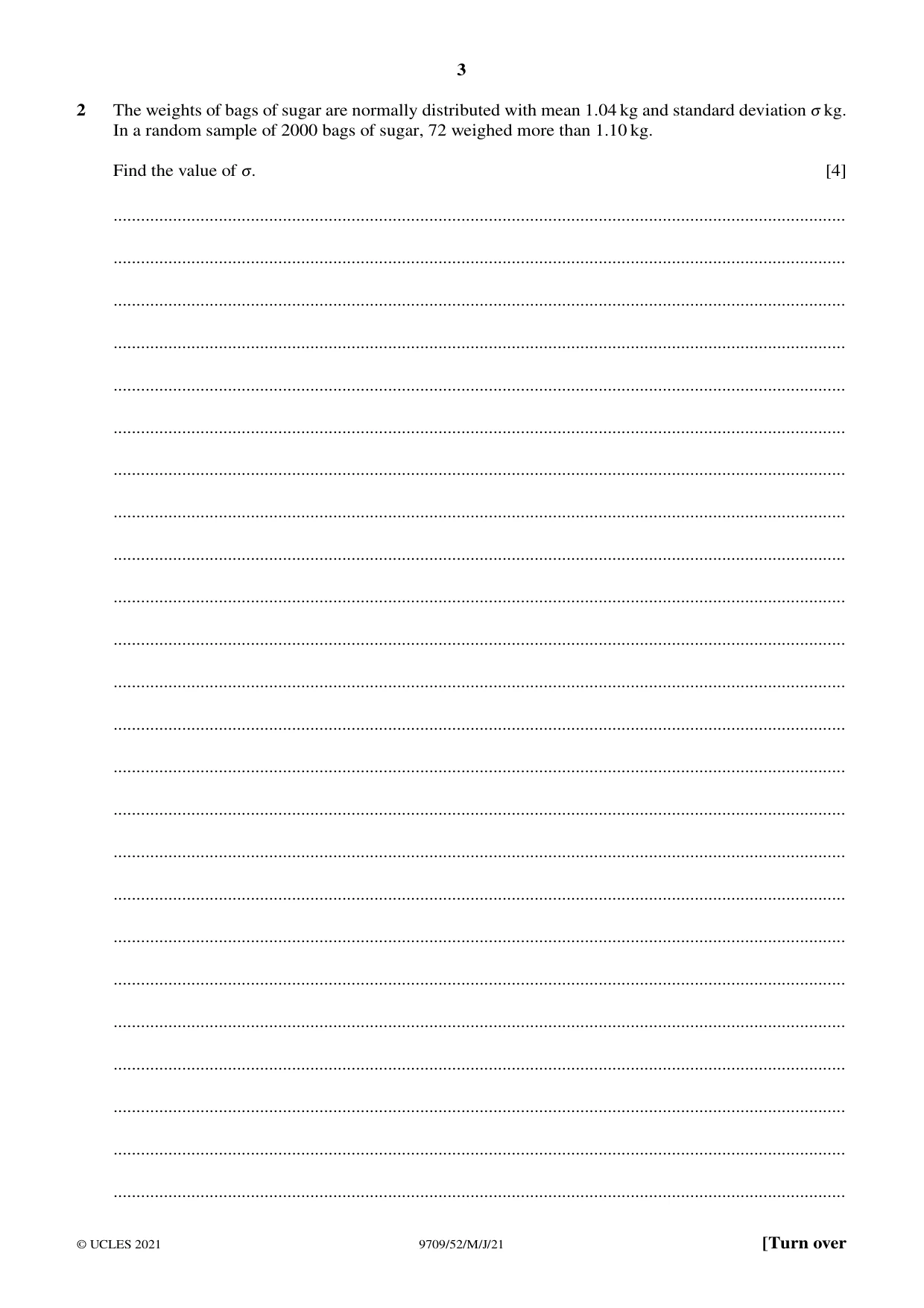 Cambridge A Level Mathematics 9709 2021 May/June Paper 5 · Variant 2 question paper, page 3 of 12