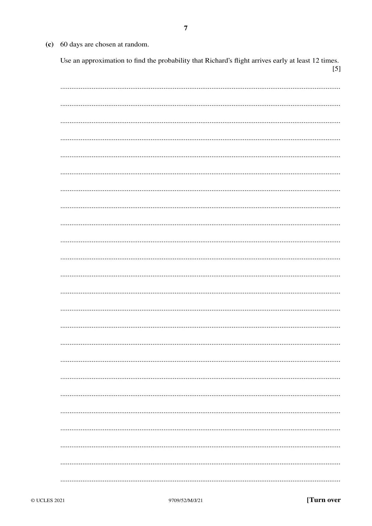 Cambridge A Level Mathematics 9709 2021 May/June Paper 5 · Variant 2 question paper, page 7 of 12