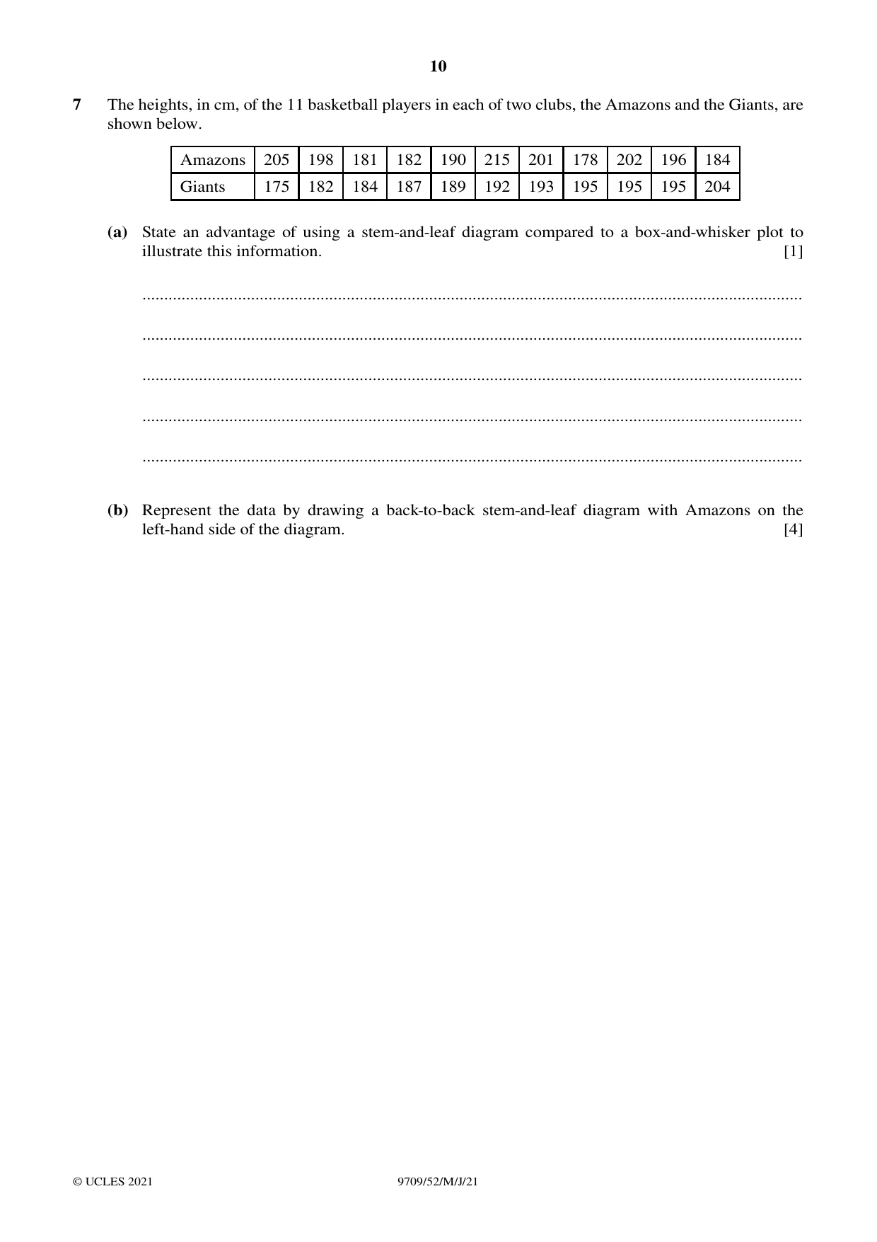 Cambridge A Level Mathematics 9709 2021 May/June Paper 5 · Variant 2 question paper, page 10 of 12