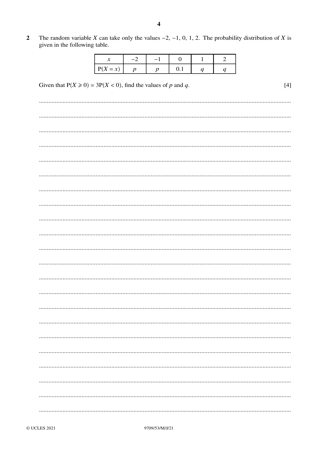 Cambridge A Level Mathematics 9709 2021 May/June Paper 5 · Variant 3 question paper, page 4 of 16