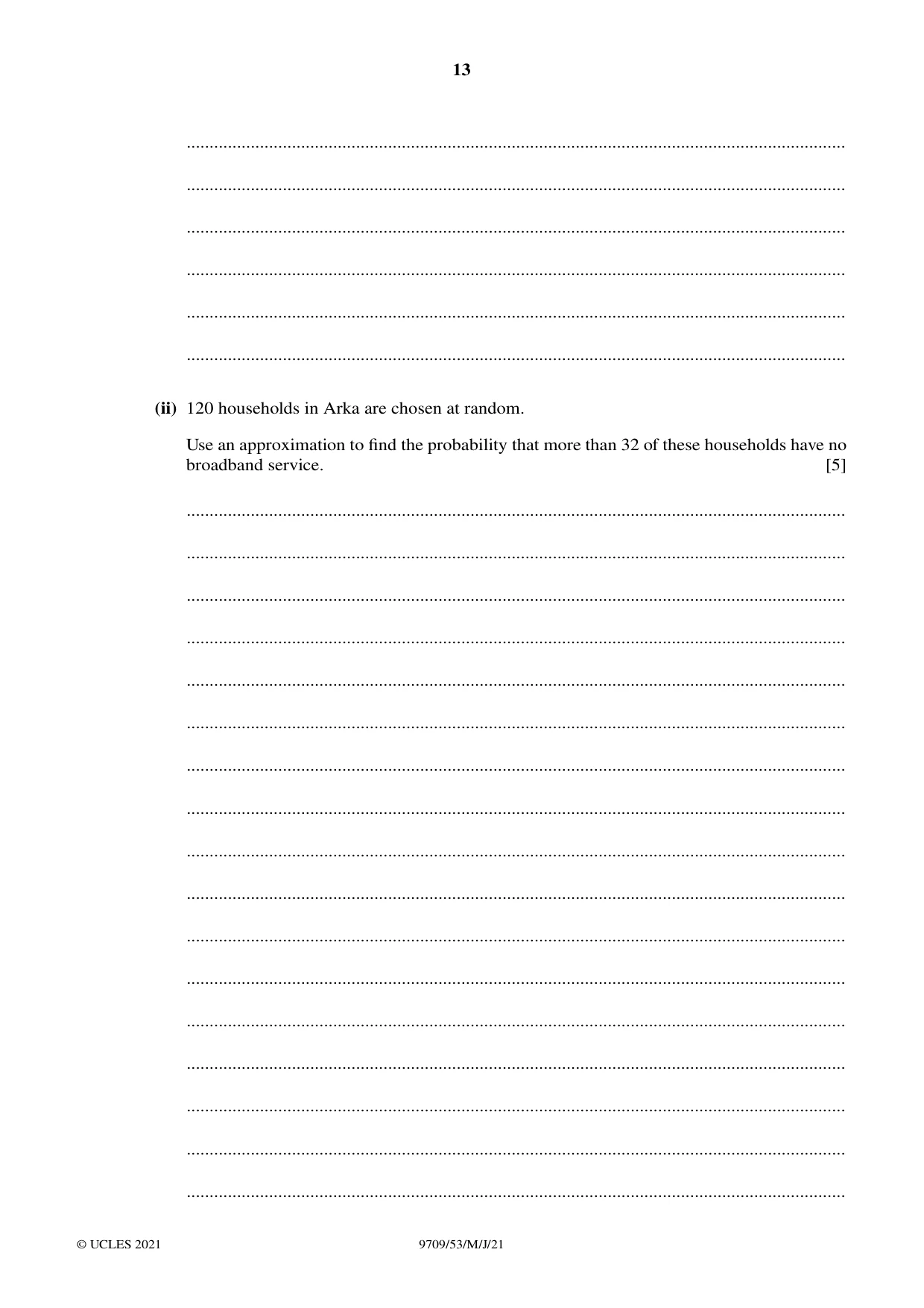Cambridge A Level Mathematics 9709 2021 May/June Paper 5 · Variant 3 question paper, page 13 of 16