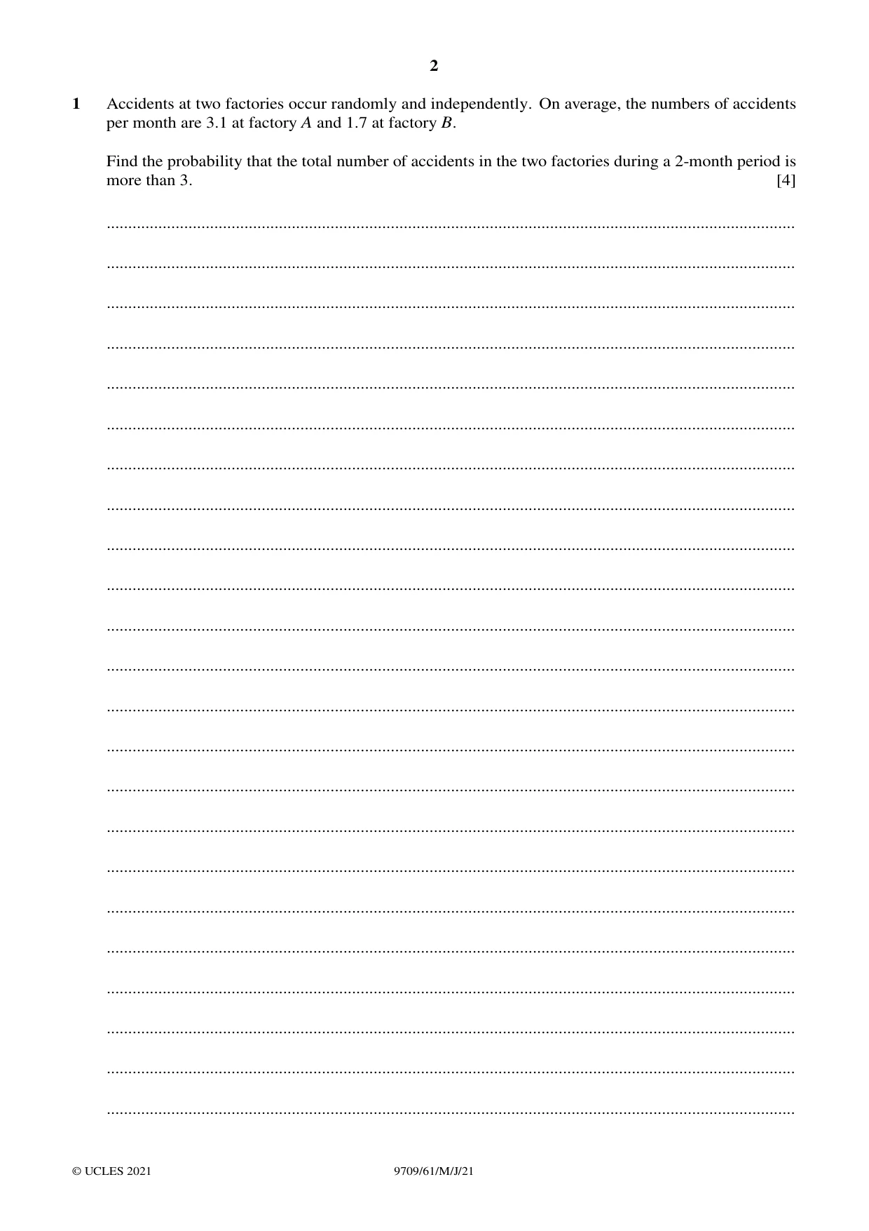 Cambridge A Level Mathematics 9709 2021 May/June Paper 6 · Variant 1 question paper, page 2 of 16