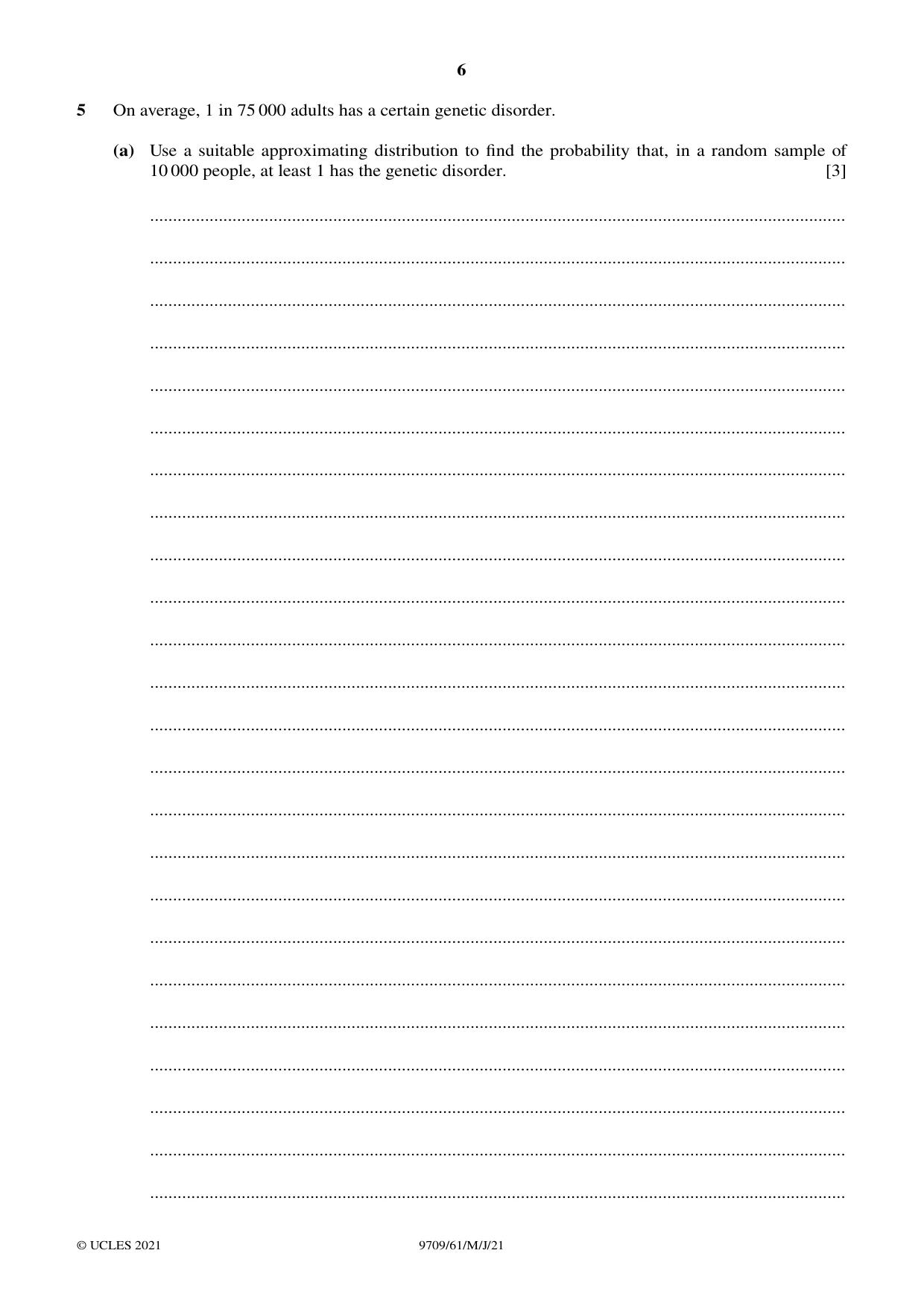 Cambridge A Level Mathematics 9709 2021 May/June Paper 6 · Variant 1 question paper, page 6 of 16