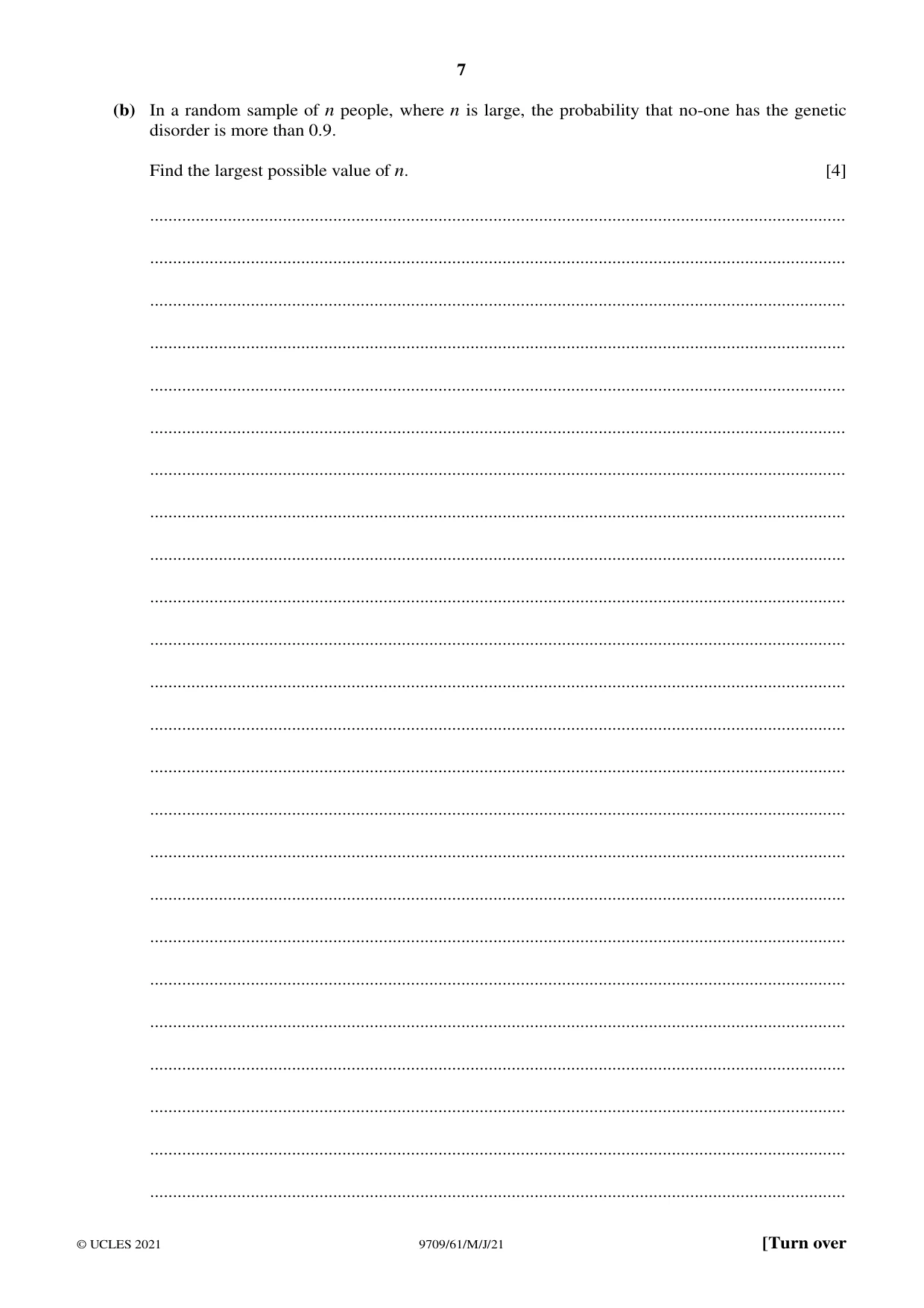 Cambridge A Level Mathematics 9709 2021 May/June Paper 6 · Variant 1 question paper, page 7 of 16