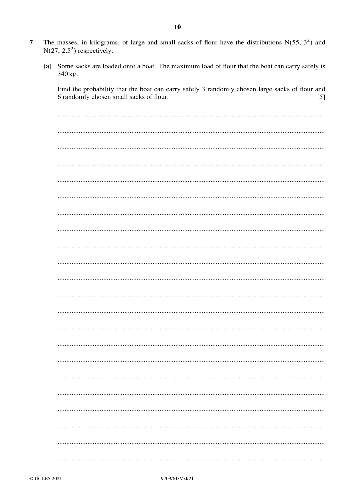 Cambridge A Level Mathematics 9709 2021 May/June Paper 6 · Variant 1 question paper, page 10 of 16