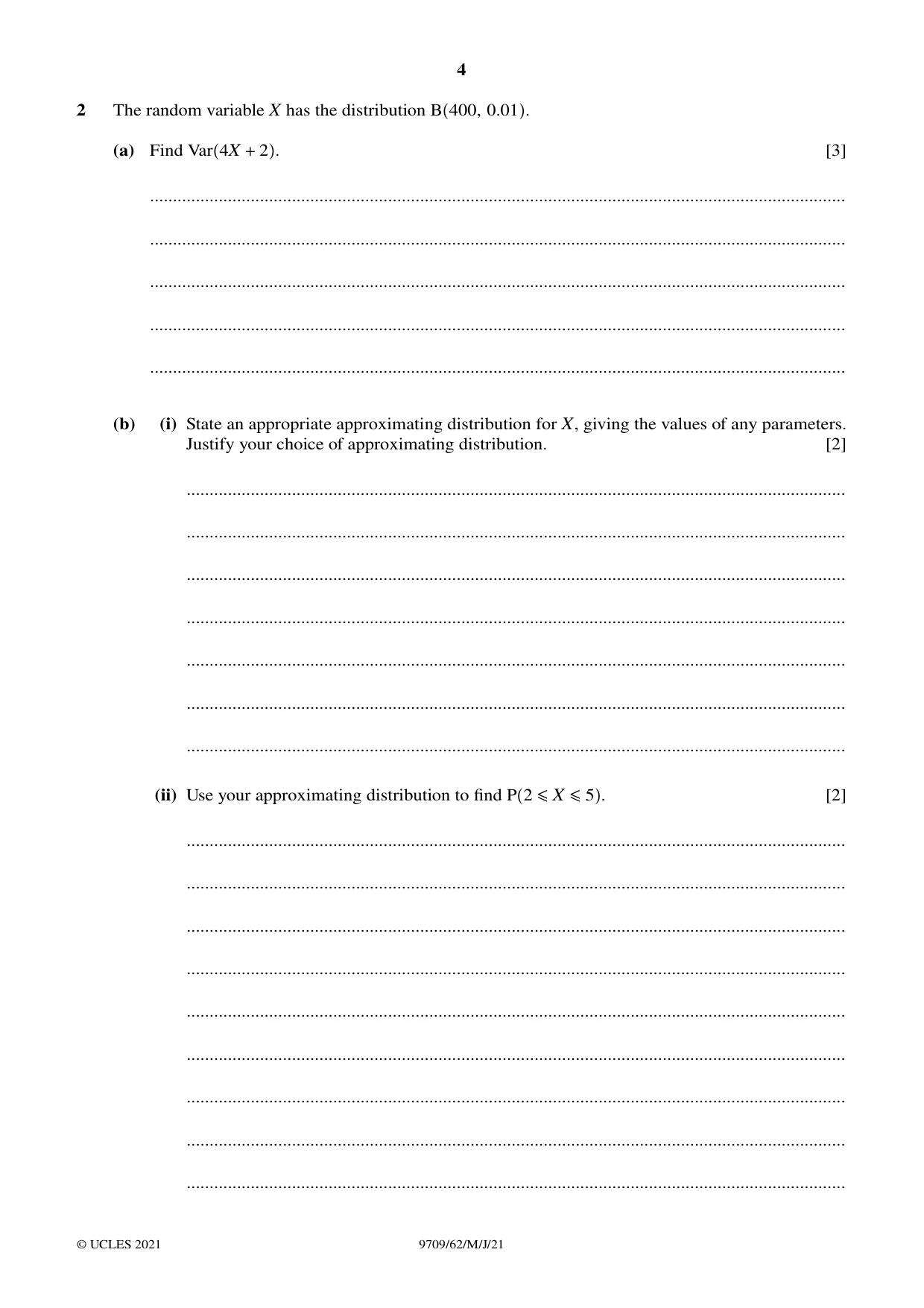 Cambridge A Level Mathematics 9709 2021 May/June Paper 6 · Variant 2 question paper, page 4 of 12