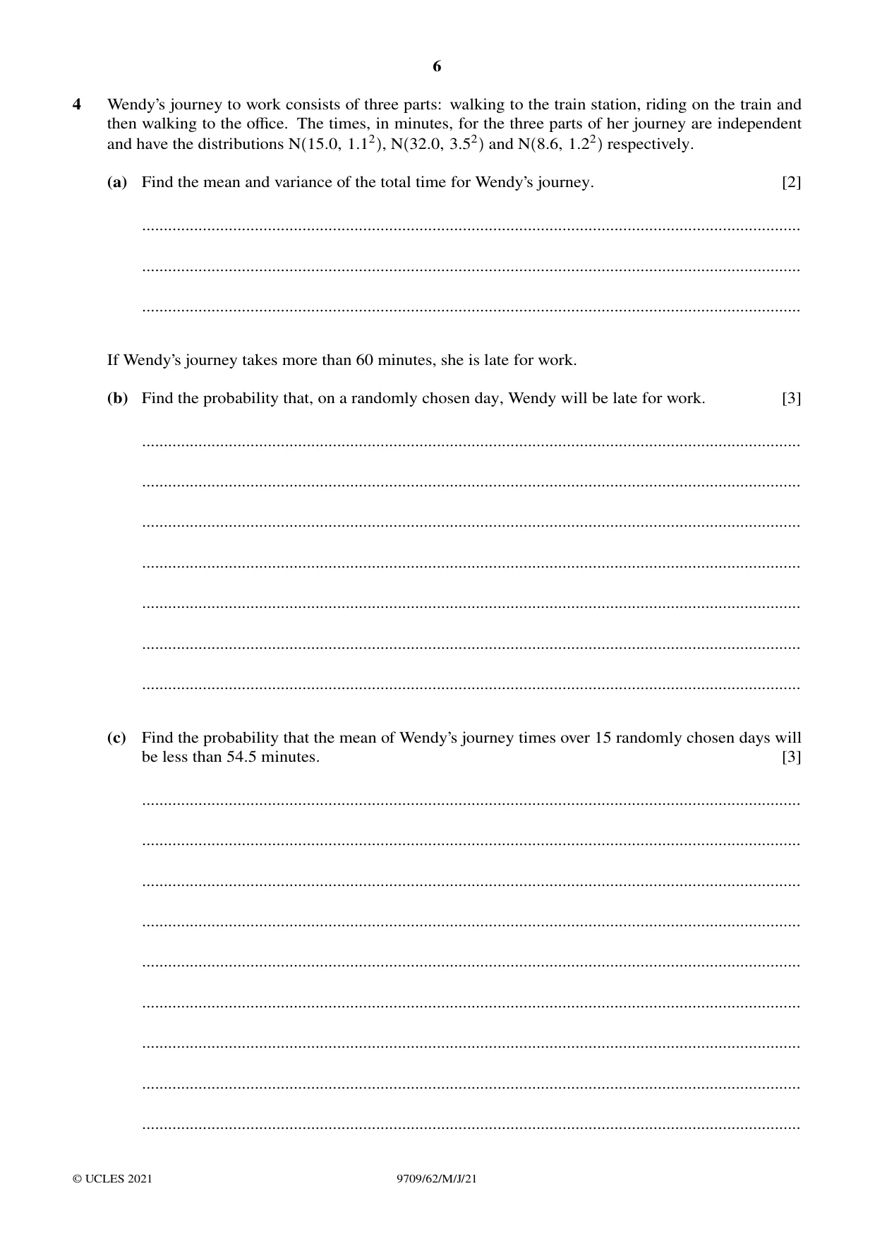 Cambridge A Level Mathematics 9709 2021 May/June Paper 6 · Variant 2 question paper, page 6 of 12