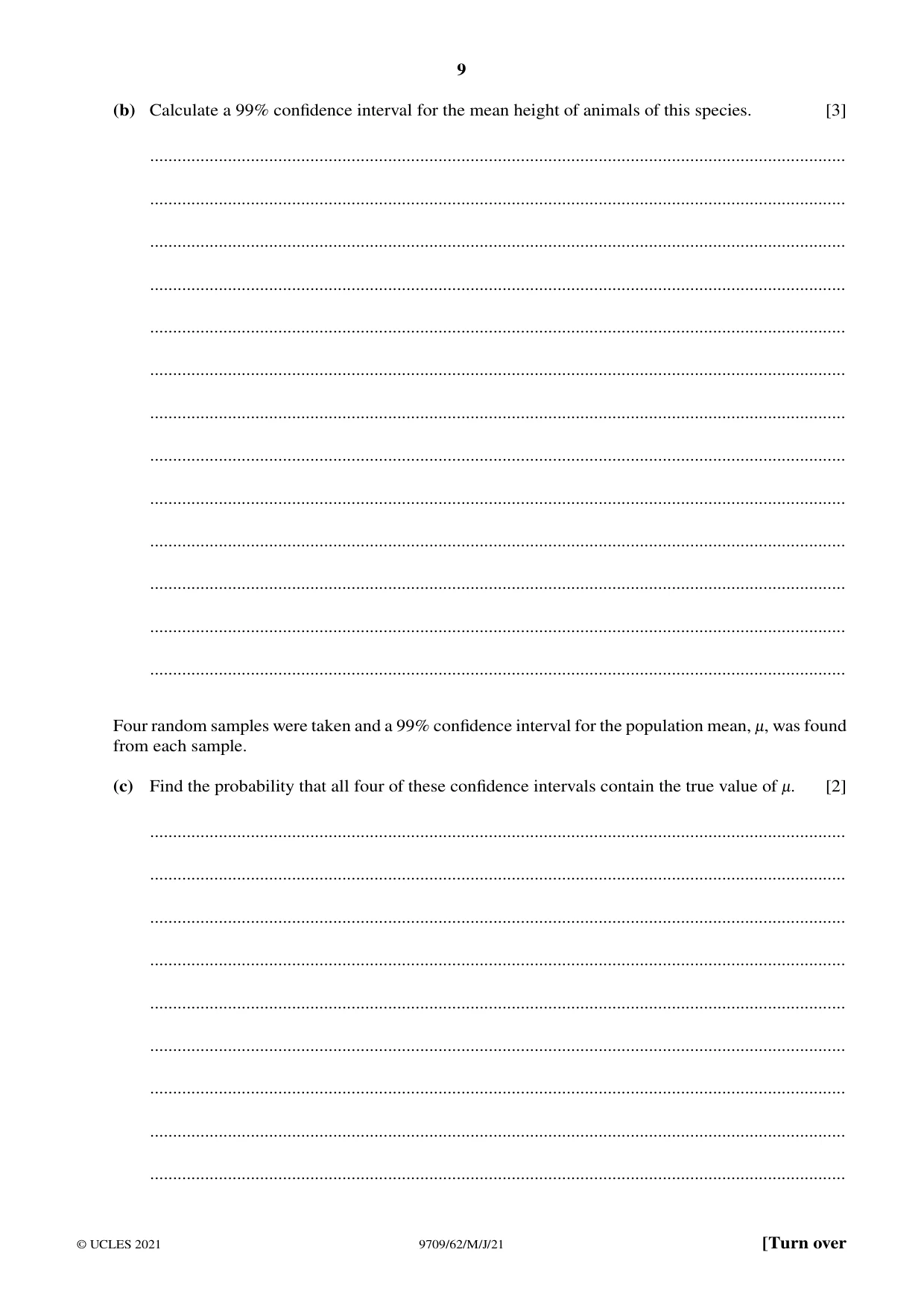Cambridge A Level Mathematics 9709 2021 May/June Paper 6 · Variant 2 question paper, page 9 of 12